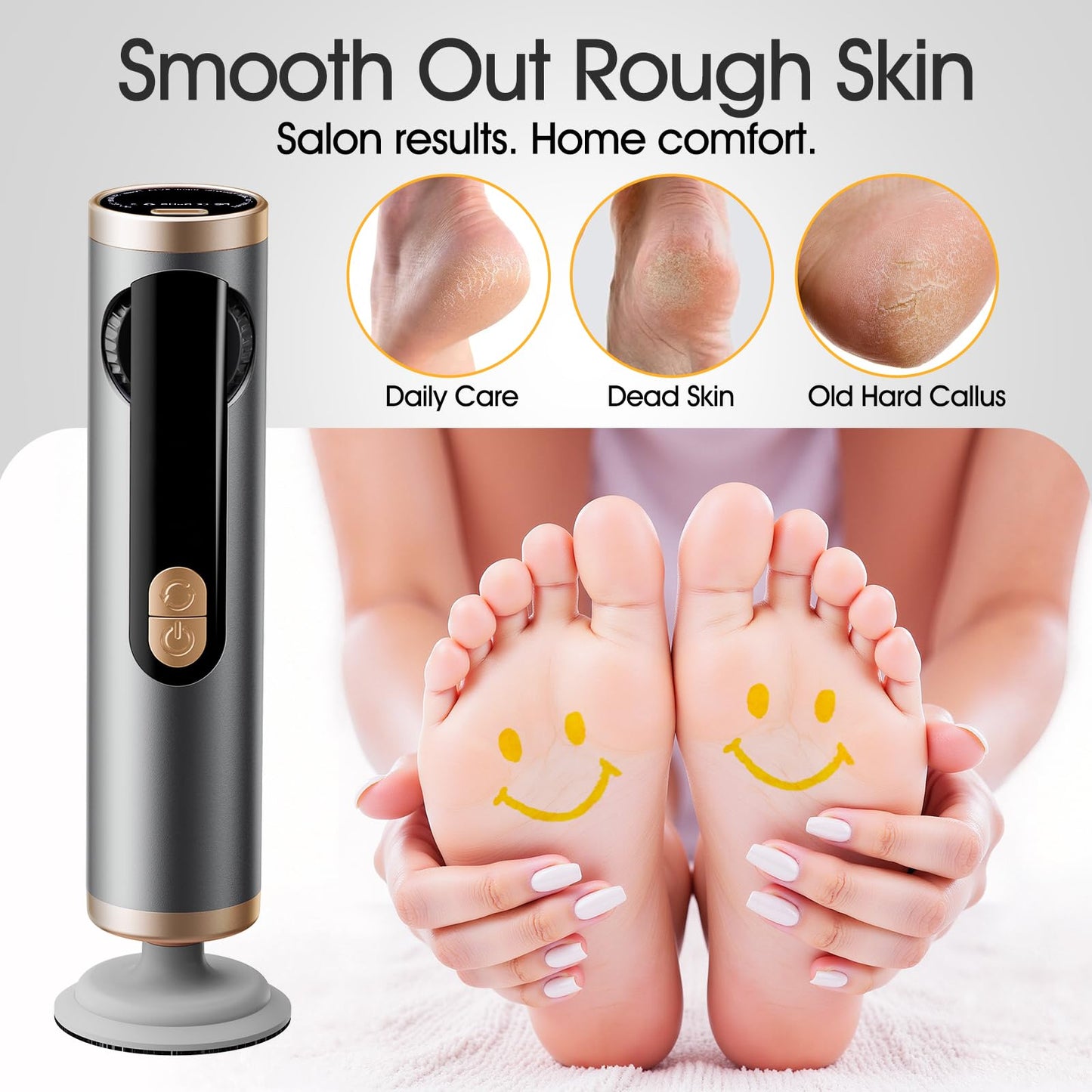 Electric Foot Callus Remover with Adjustable Speed Dial, Rechargeable Pedicure Tools for Feet with Powerful Motor for Dead Skin & Cracked Heel,Electric Foot File with 2 Detachable Discs