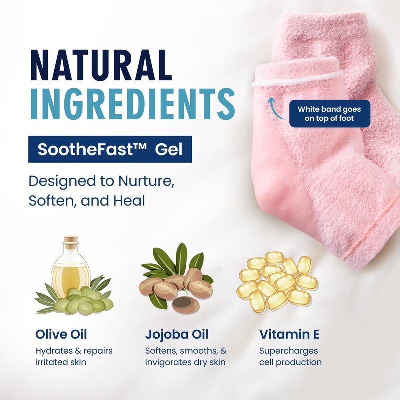Dr. Frederick’s Original Moisturizing Fuzzy Heel Socks - Cozy Gel-Lined Socks for Dry Cracked Heels - 2 Pairs - Overnight Foot Care with Olive Oil, Vitamin E - Gifts for Women & Men - Variety Pack