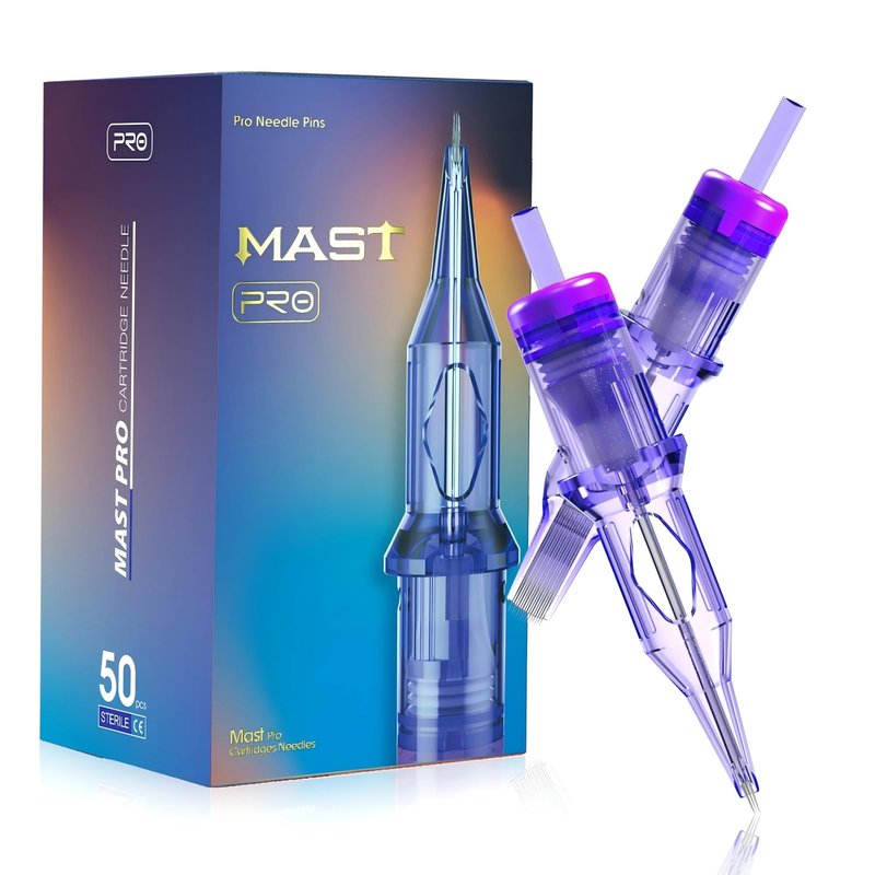 Mast Tattoo 50Pcs Pro Tattoo Cartridge Needles Assorted Mixed Size Round Liner Shader Magnum 3RL 7RL 7RS 9RM 9M with Membrane Disposable Tattoo Needles