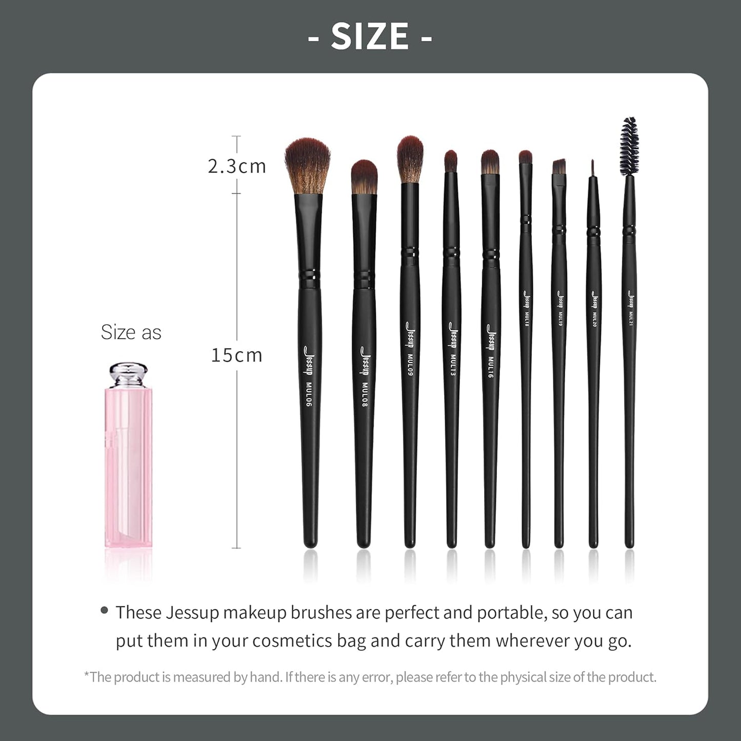 Jessup Eye Brushes Set - Vegan Makeup Brushes for Concealer, Eyeshadow & Eyeliner | 16-Piece Black Set