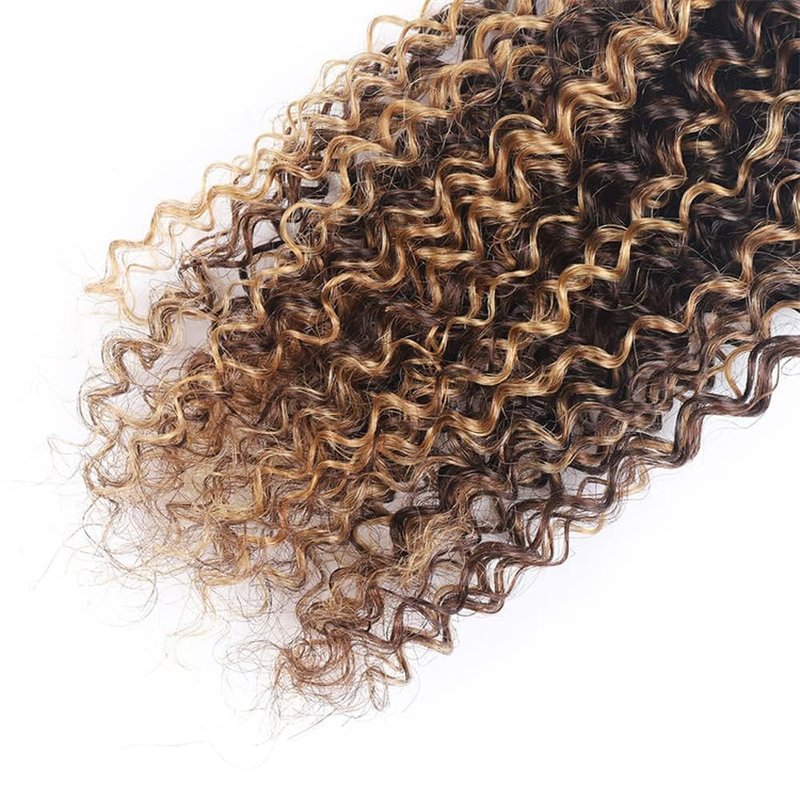 Wahairse Human Hair Bundles Jerry Curly P4/30 Color Human Hair Unprocessed Brazilian Virgin 3 Bundles Quick Weave Human Hair Extensions 300g (P4/30 Jerry Curly,12 14 16)