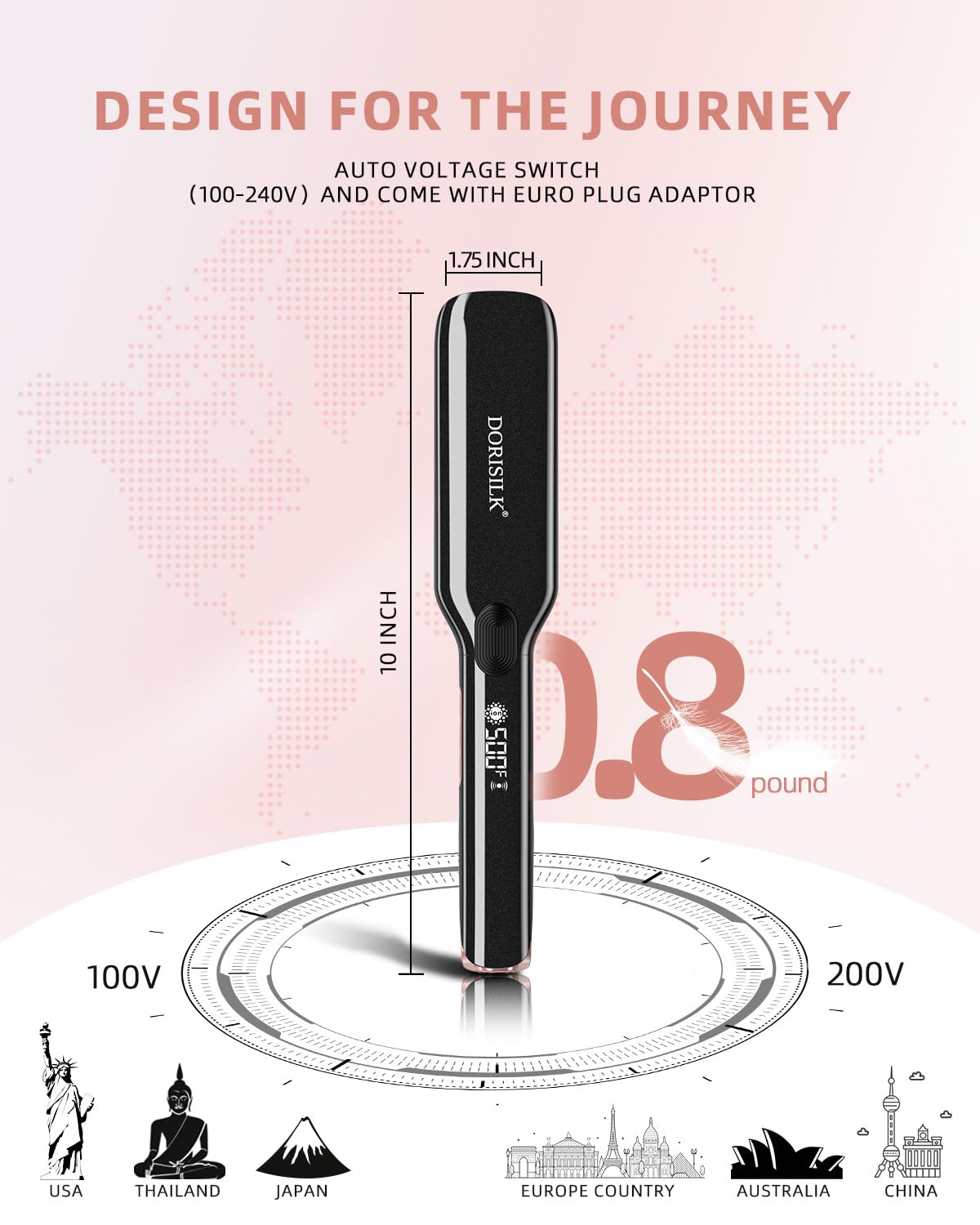 DORISILK 500 Degree High Temp Professional Hair Straightenr ， Ceramic Wide Flat Iron ，2 in 1 Hair Straightener and Curler，Plasma Flat Iron Get Frizz-Free and Shiny