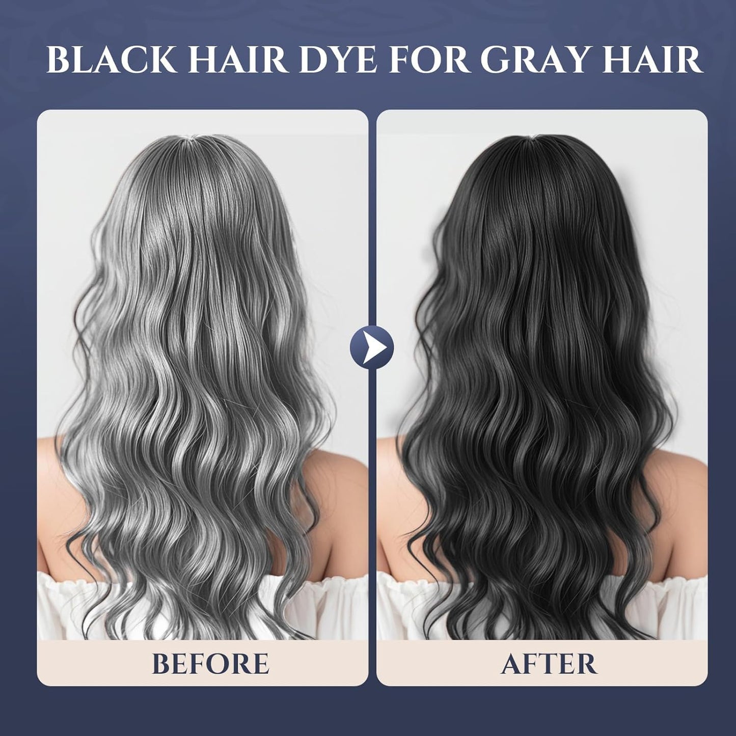 Black Hair Color, Natural Herbal Black Hair Dye for Women Men Gray Hair Coverage, Champu para canas
