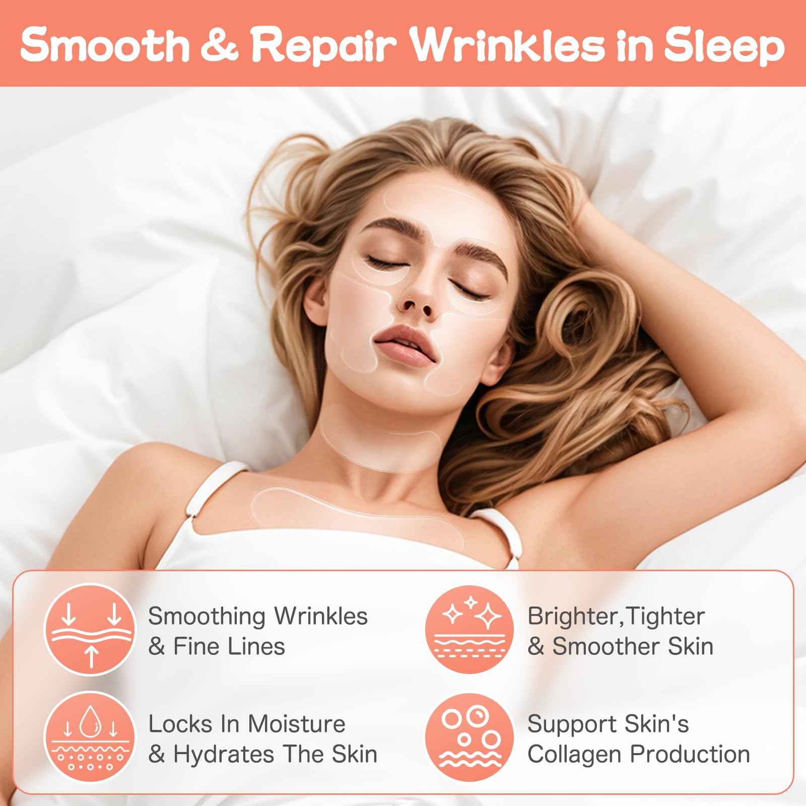 KODASNY Neck Wrinkle Patches, Anti Wrinkle Silicone Patches，Reusable Chest Firming and Tightening Facial Masks, Collagen Neck Fine Line Pads for Women Reduce Fine Wrinkles