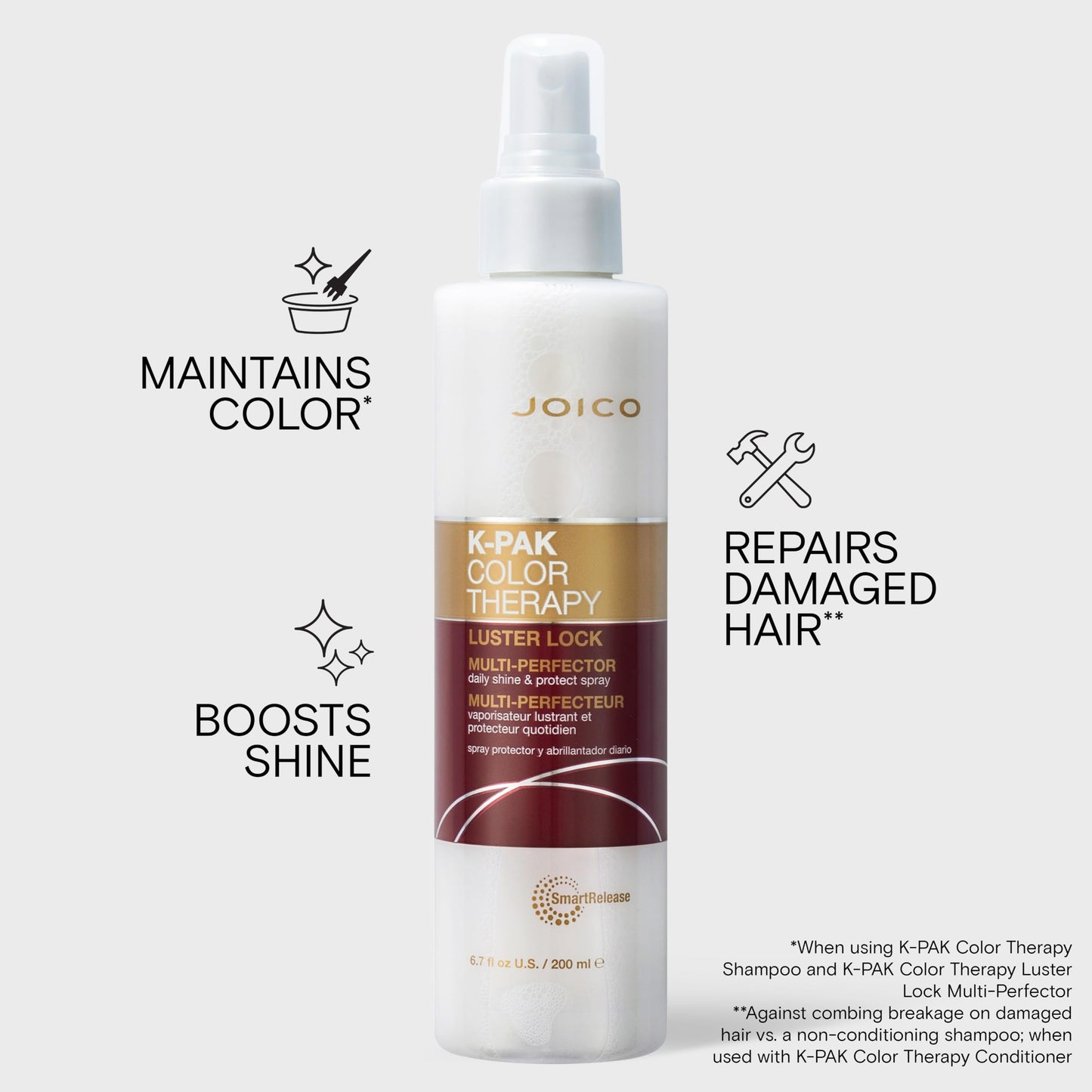 Joico K-PAK Color Therapy Luster Lock Multi-Perfector Daily Shine & Protect Spray|For Color-Treated Hair|Instantly Detangle|Control Frizz|Boost Shine|With African Maketti & Argan Oil|6.7 Fl Oz