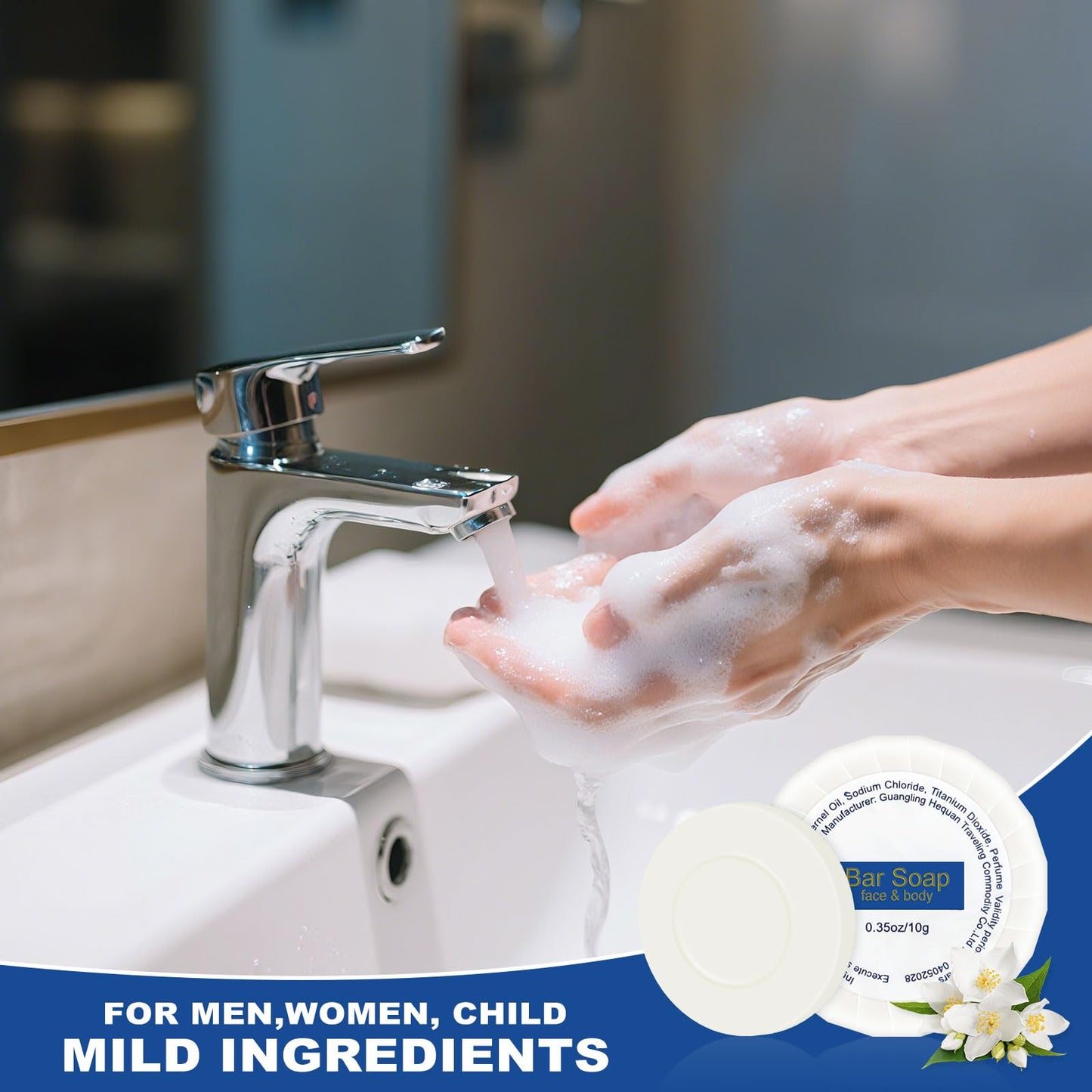 Mini Soap Bars Bulk Individually Wrapped Round Bulk Bar Soap 0.35 oz Travel Soap Small Hotel Soaps Toiletries for Hotel Bathroom Camp RV (100)