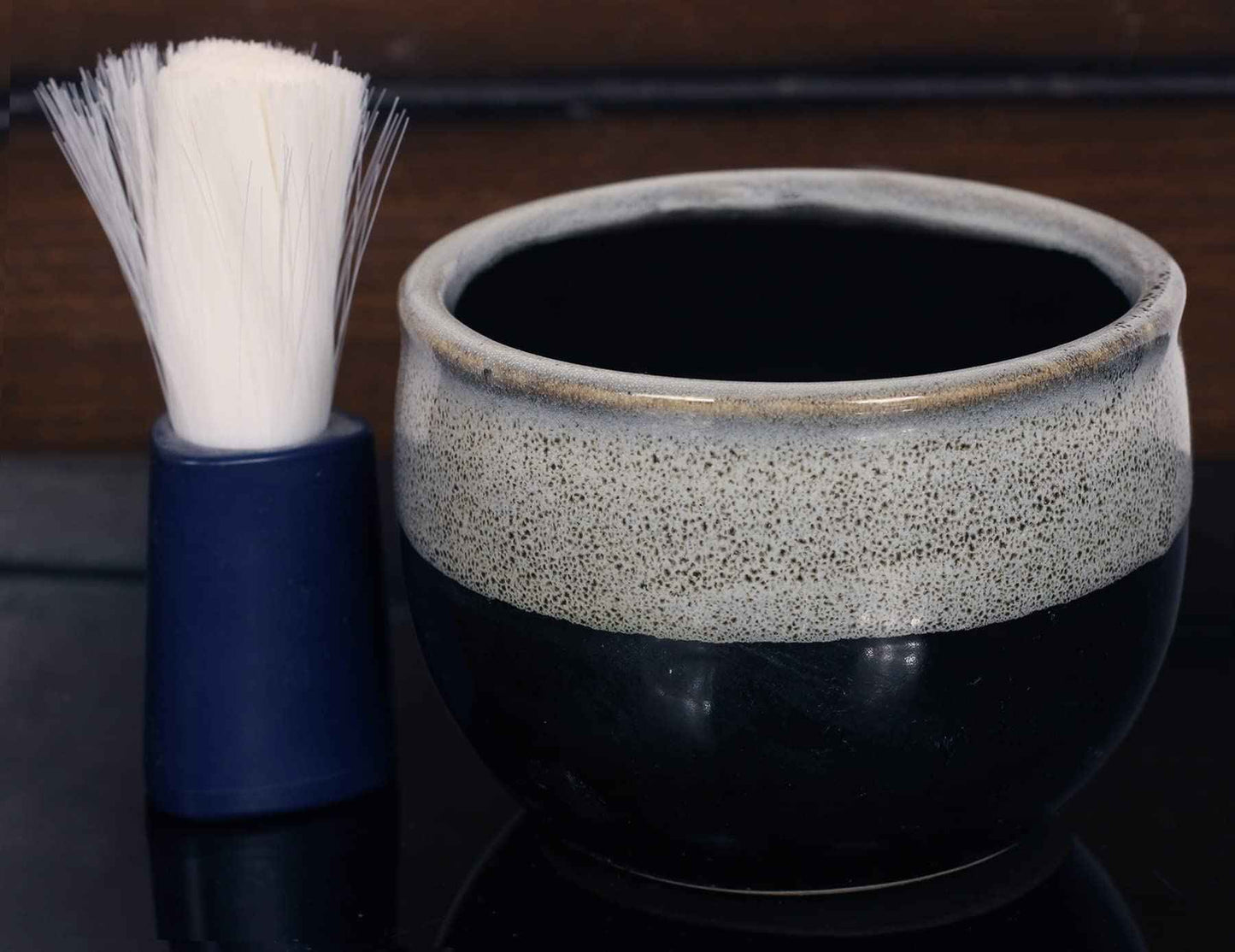 ETROVES 4 Inch Ceramic Shaving Soap Bowl - Shaving Mug for Men Shave Cream & Soap- Shaving Cup for Wet Shave (Blue White)