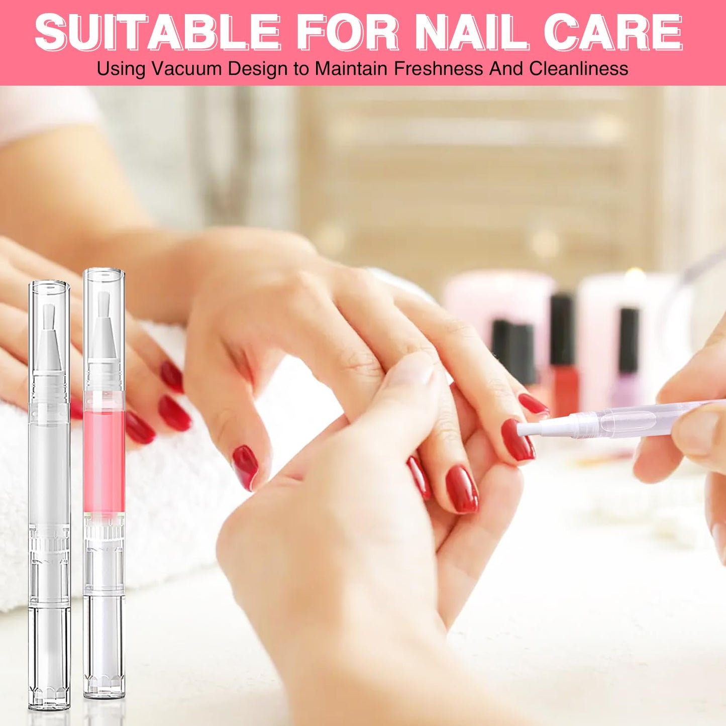 Nail Oil Pen 25Pcs 3ml Empty Transparent Twist Pens Cuticle Oil Pen with Brush Tip for Nail Oil, Liquid Foundation, Eyelash Growth Liquid Tube, Empty Cuticle Oil Dispenser + 48pcs Label