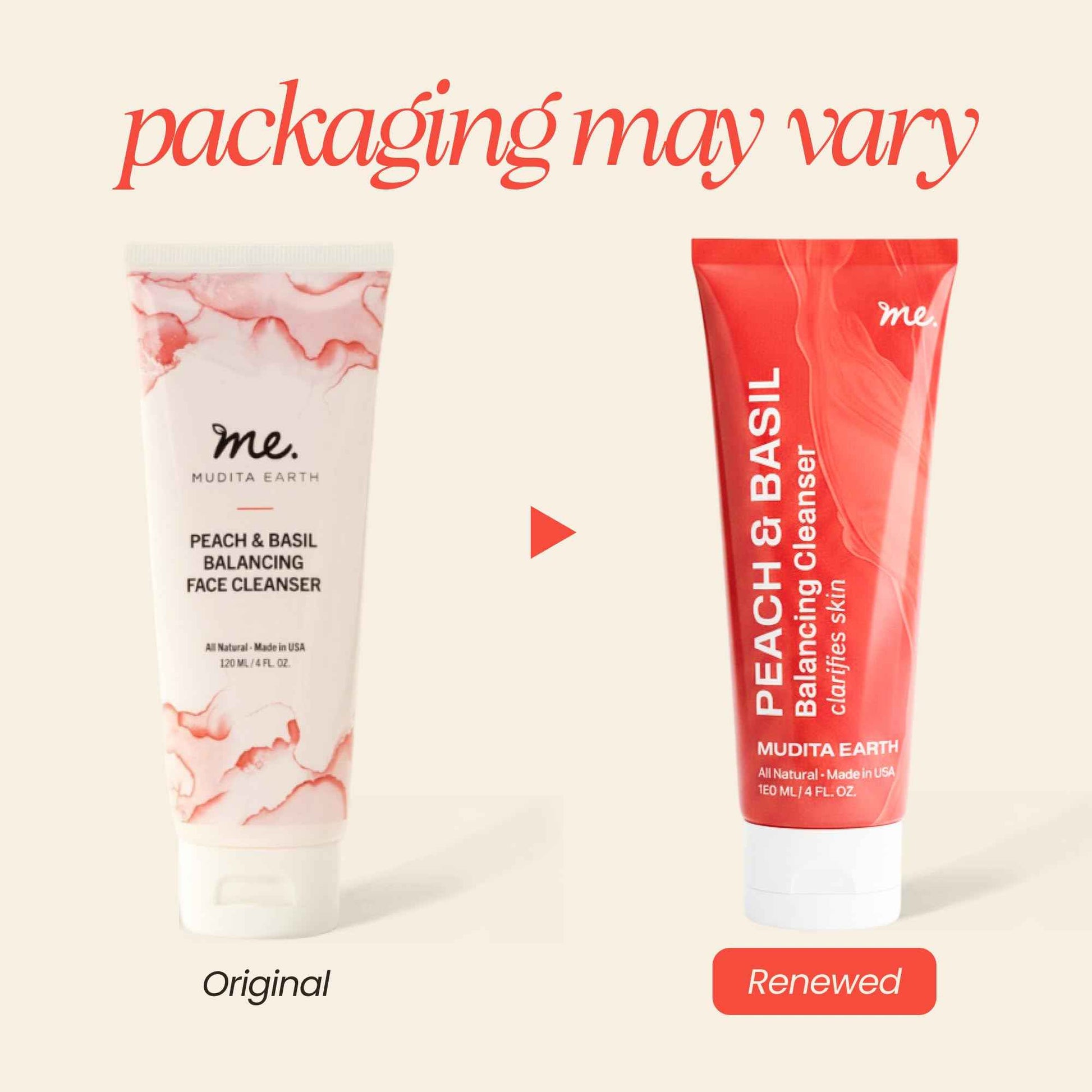 Mudita Earth Vitamin C Cleanser – 4 fl oz | Peach & Basil Balancing Face Wash | Gentle Sulfate-Free Cleanser for Sensitive, Oily & Acne-Prone Skin, Lactic Acid Polish