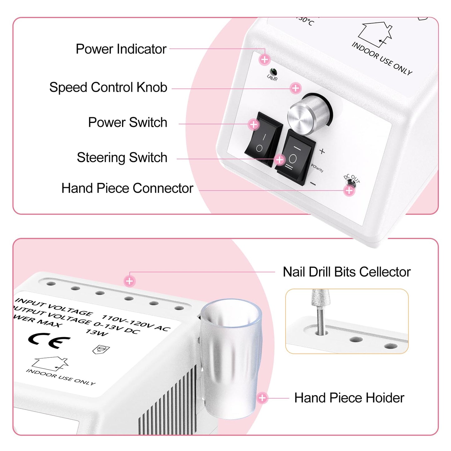 Jiasheng Professional Nail Drill, 20000rpm Electric Nail Drill Machine
