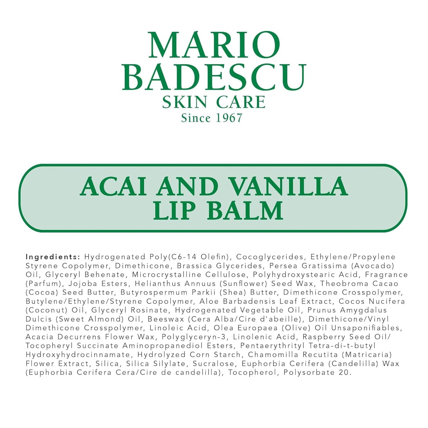 Mario Badescu Moisturizing Acai and Vanilla Lip Balm for Dry Cracked Lips, Infused with Coconut Oil and Shea Butter, Ultra-Nourishing Lip Care Moisturizer for Soft, Smooth and Supple Lips, 3 Pack