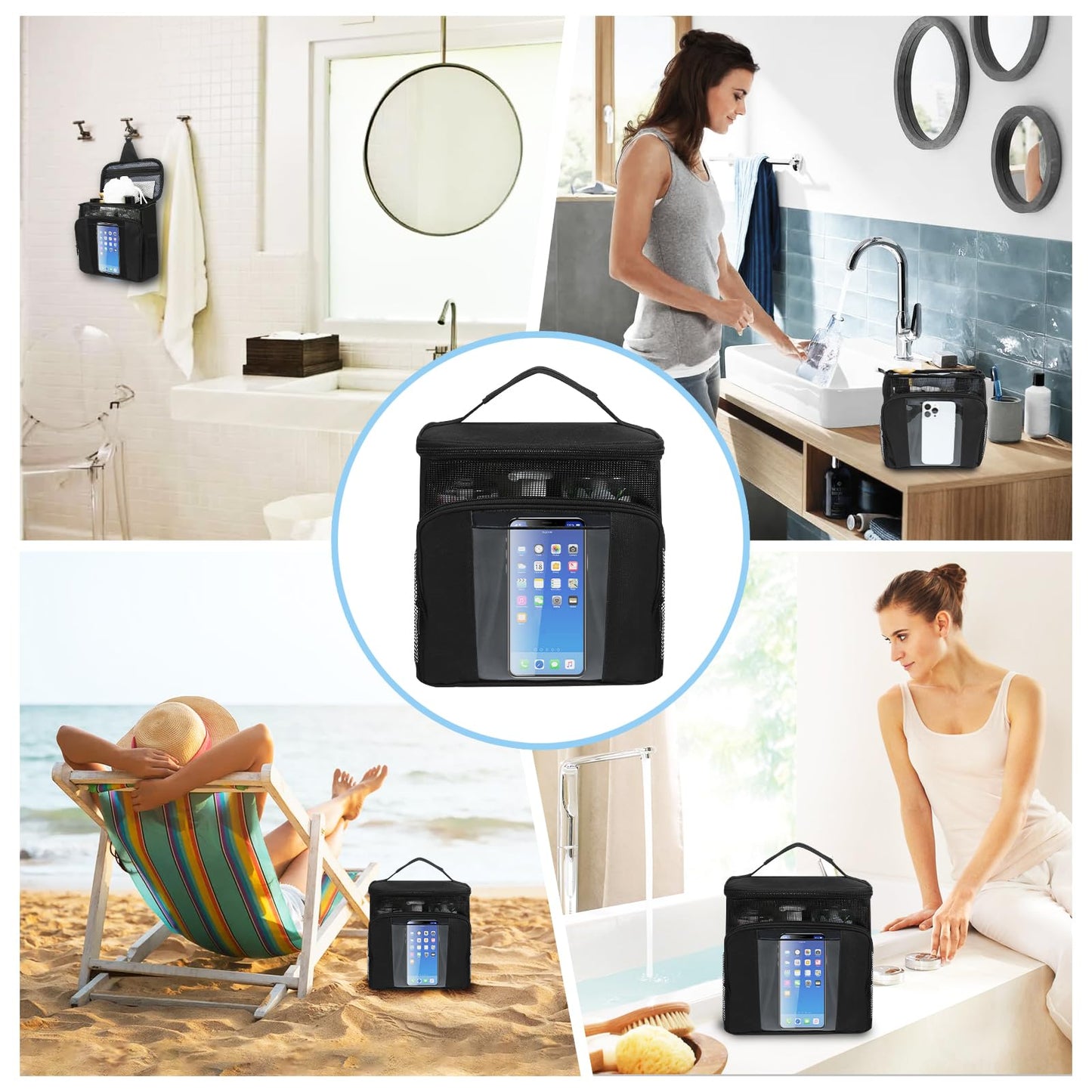 Hanging Toiletry Bag for Traveling Women & Men - Large Capacity Shower Caddy Bag for Makeup and Toiletries，Water-resistant Makeup Cosmetic Bag for Accessories, Shampoo, Full-size Container, Toiletries