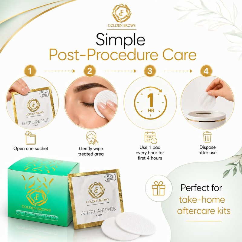 Golden Brows Piercing Aftercare Pads | Plant Based Fragrance Free Cotton Pads for piercing bump solution | Microblading Aftercare Cotton Rounds for Face & Body | Post-Procedure Essentials – 25 Pack