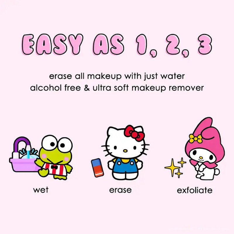 The Original MakeUp Eraser 7-Day Set, Erase All Makeup With Just Water, Including Waterproof Mascara, Eyeliner, Foundation, Lipstick, Sunscreen, and More! (Hello Kitty and Friends), 7ct.