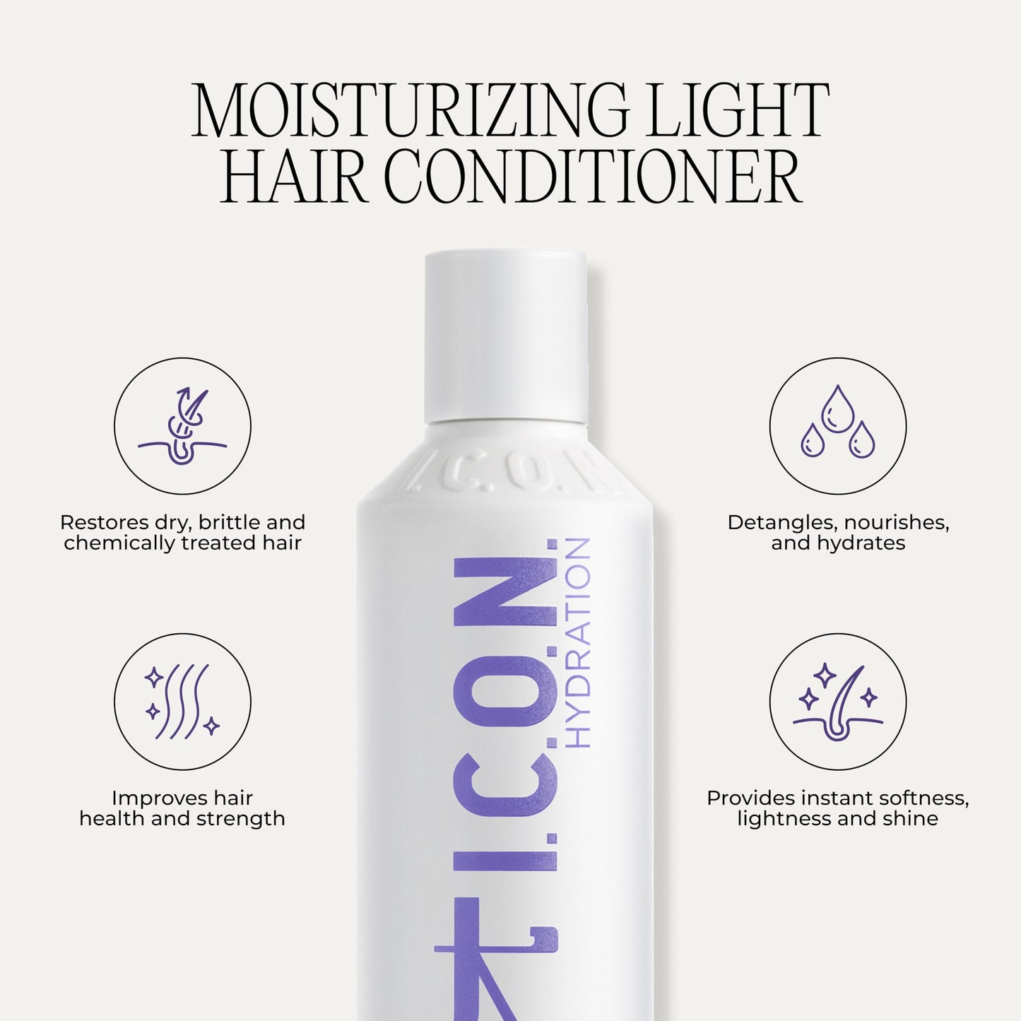 I.C.O.N. Moisturizing Conditioner, Hydrating & Restorative Conditioner for All Hair Types, Enhances Smoothness, Boosts Softness and Shine, Professional Salon Quality Product, 8.5 oz