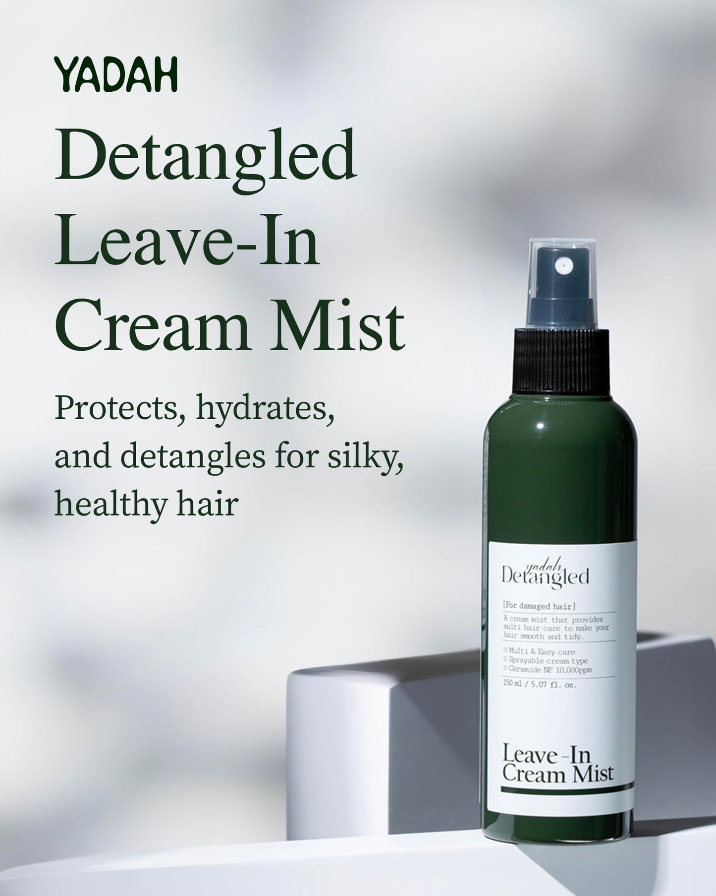 YADAH Detangled Leave-In Cream Mist, 5.07 fl oz, Frizz Care