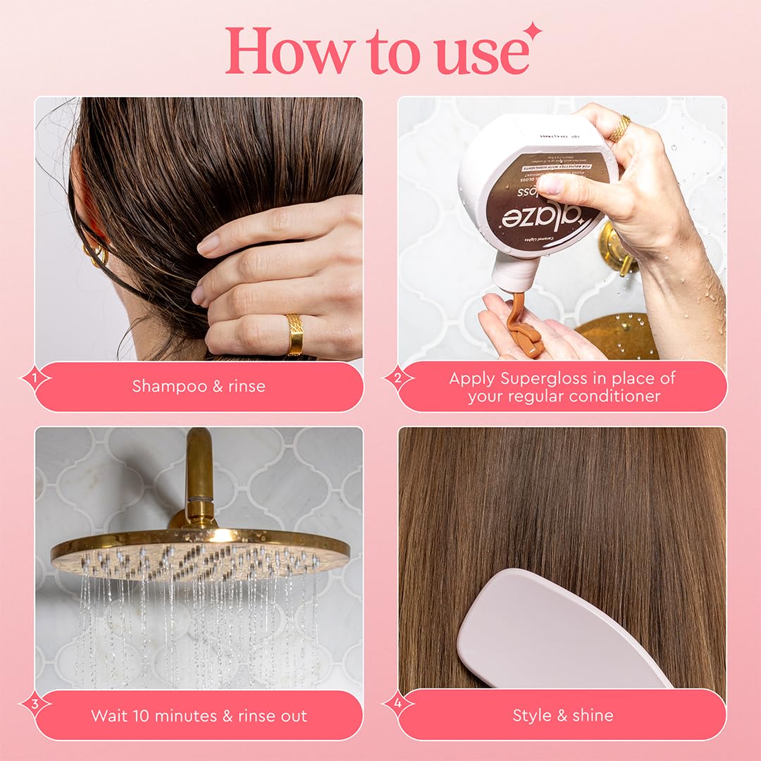 Glaze Super Gloss Color Conditioning Gloss - Honey Blonde | Rinse-Out Semi-Permanent Hair Treatment for Medium to Dark Blonde Hair
