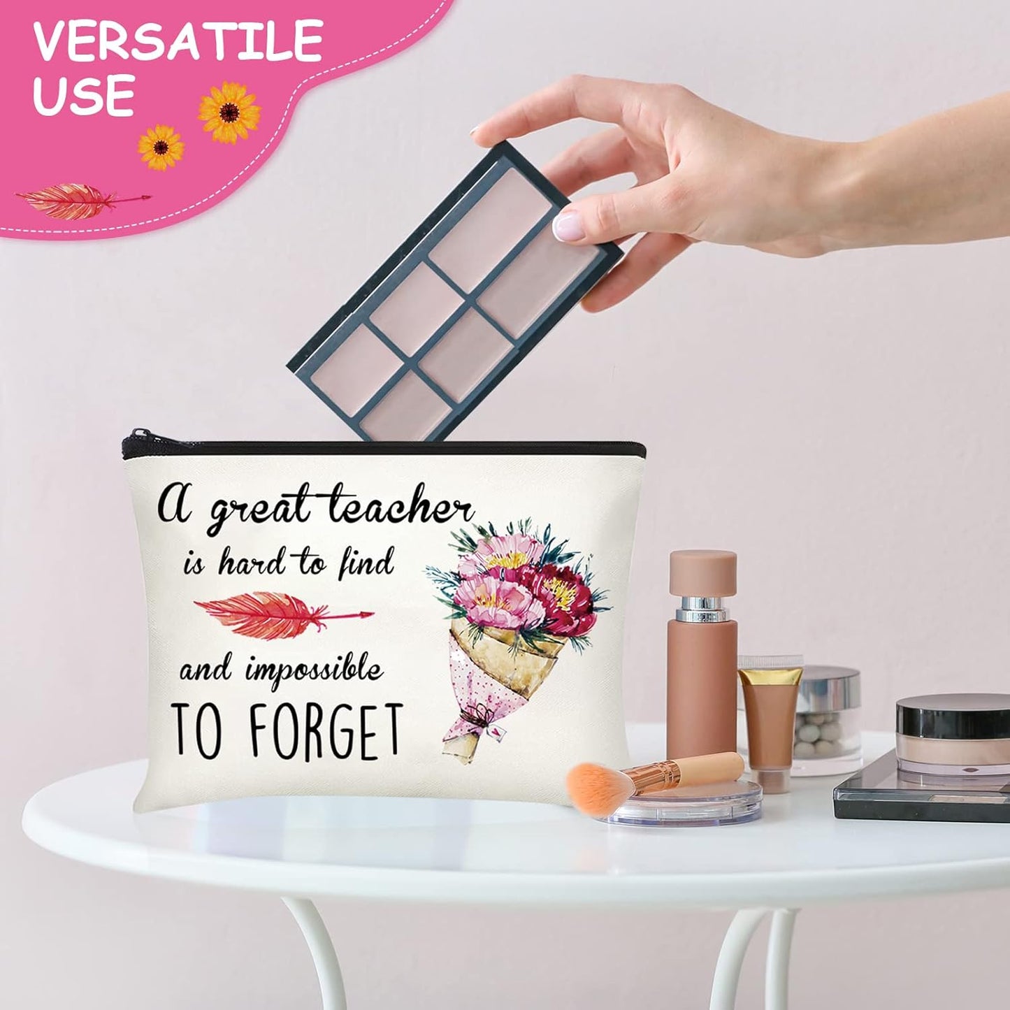 Teacher Appreciation Gifts - 24 Pcs Makeup Cosmetic Bags | Funny Pencil Pouch Survival Kit for Graduation & Birthdays