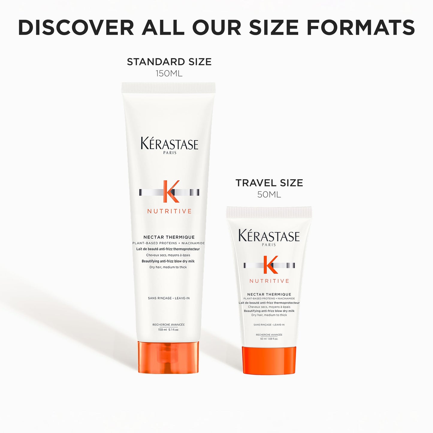 Kerastase Nutritive Nectar Thermique Heat Protecting Leave-In Cream | Deeply Condition and Reduce Frizz | Instant Softness & Shine | With Plant-based Proteins | For Medium to Thick Dry Hair|1.69 Fl Oz