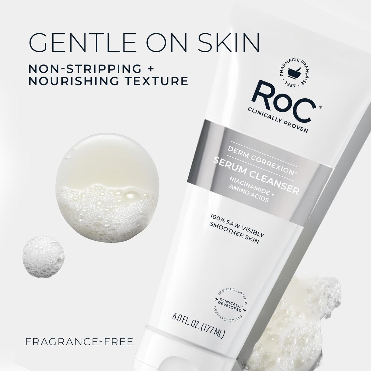 RoC Retinol Correxion Deep Wrinkle Serum - Anti-Aging Facial Cleanser with Niacinamide, 6 oz