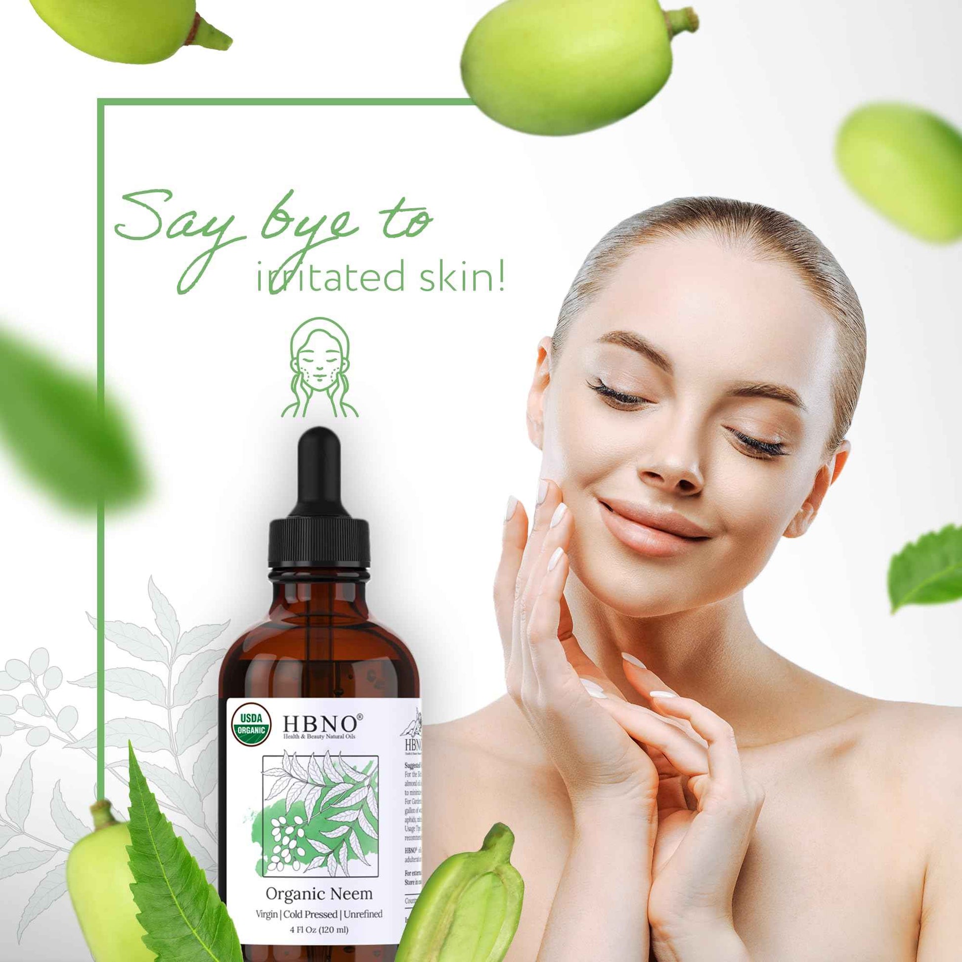 HBNO Organic Neem Oil - 4 oz (120ml) Value Size - Ideal for Face wash, Lotions, Skincare, and Hair Care Products (Glass Bottle)
