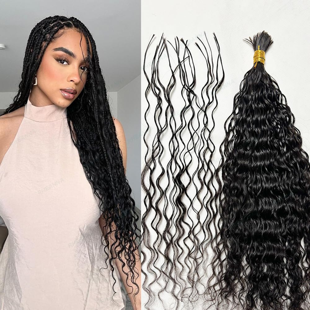 Curly Bulk Human Hair - Pre-Divided Loose Deep Wave Extensions for Boho Braids | 18 Inch, 50g (160 Roots)