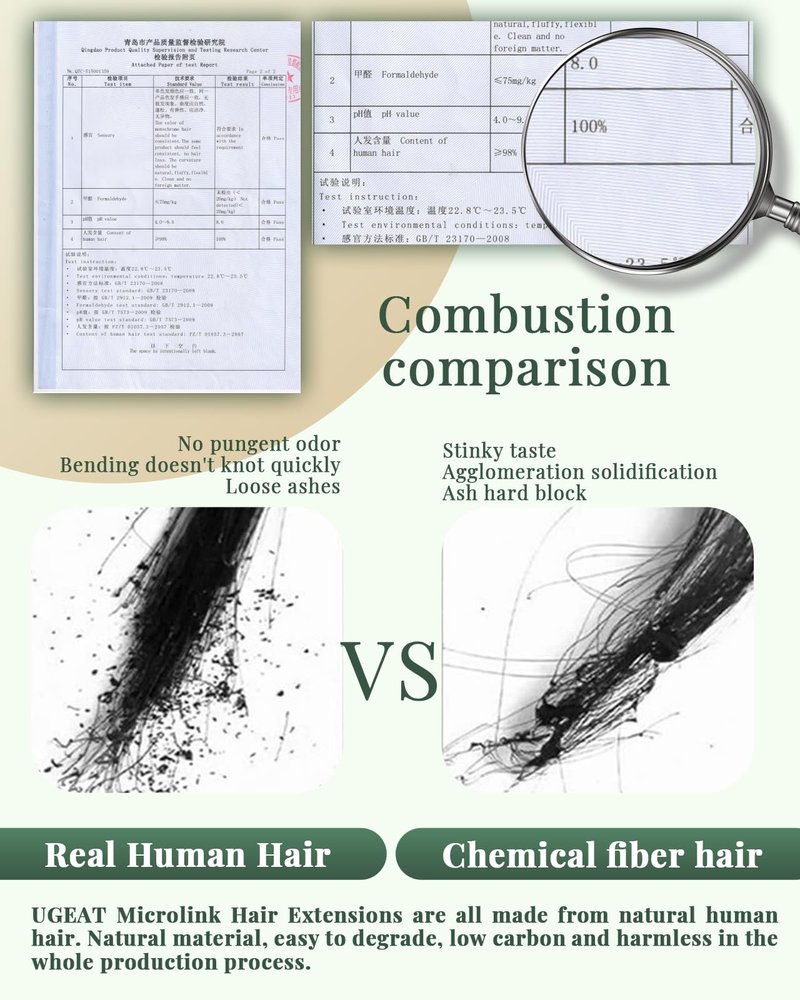 Ugeat Micro Link Hair Extensions, Black Micro Hair Extensions Human Hair, Jet Black Microbead Hair Extension, Remy Human Hair, No Heat or Glue Required, 18 Inch 50G 50S
