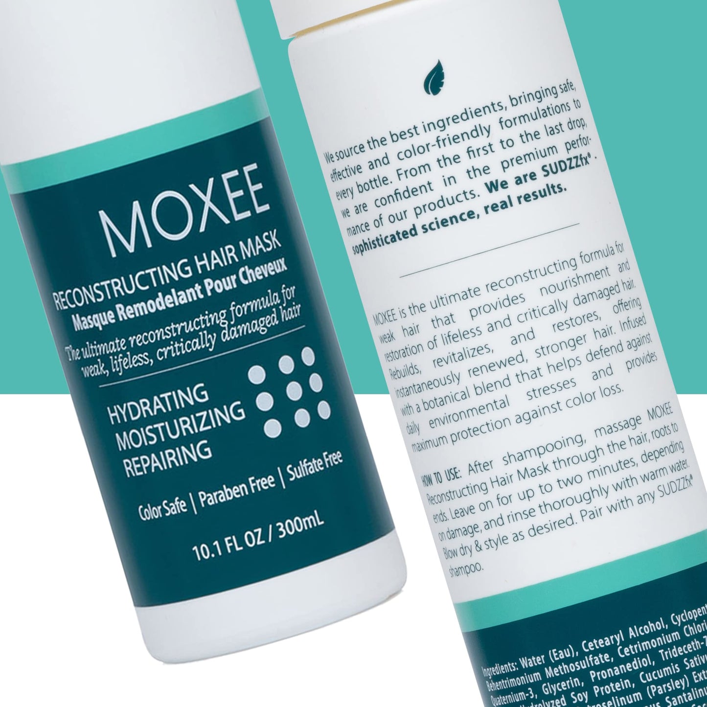 SUDZZFX Moxee Reconstructing - Hydrating Hair Mask - Deep Conditioner for Dry Damaged Hair Care - Provides Nourishment and Restores Weak, lifeless, Critically Damaged Hair 10.1 Fl Oz
