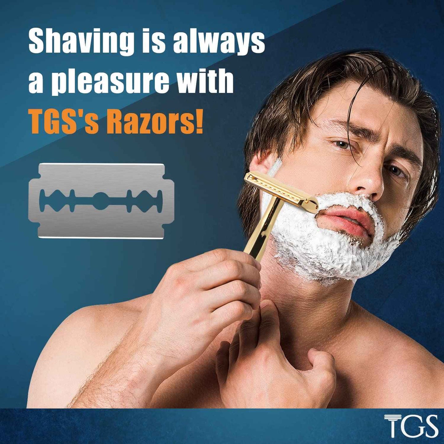 The Grooming Society Double Edge Safety Razor, Classic for Men and Women, Reusable Safety Razor, Metal Long Handle Safety Razor, 10 Blade Refill