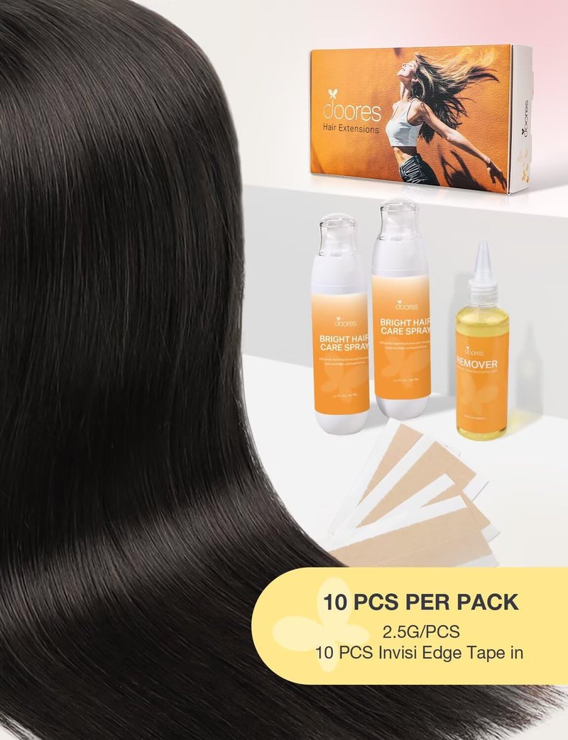 DOORES Invisi Edge Tape in Extensions Real Human Hair, Chocolate Brown to Honey Blonde 10pcs Injection Tapeins, 25g 18 Inch, Injected Tape in Virgin Human Hair Extension