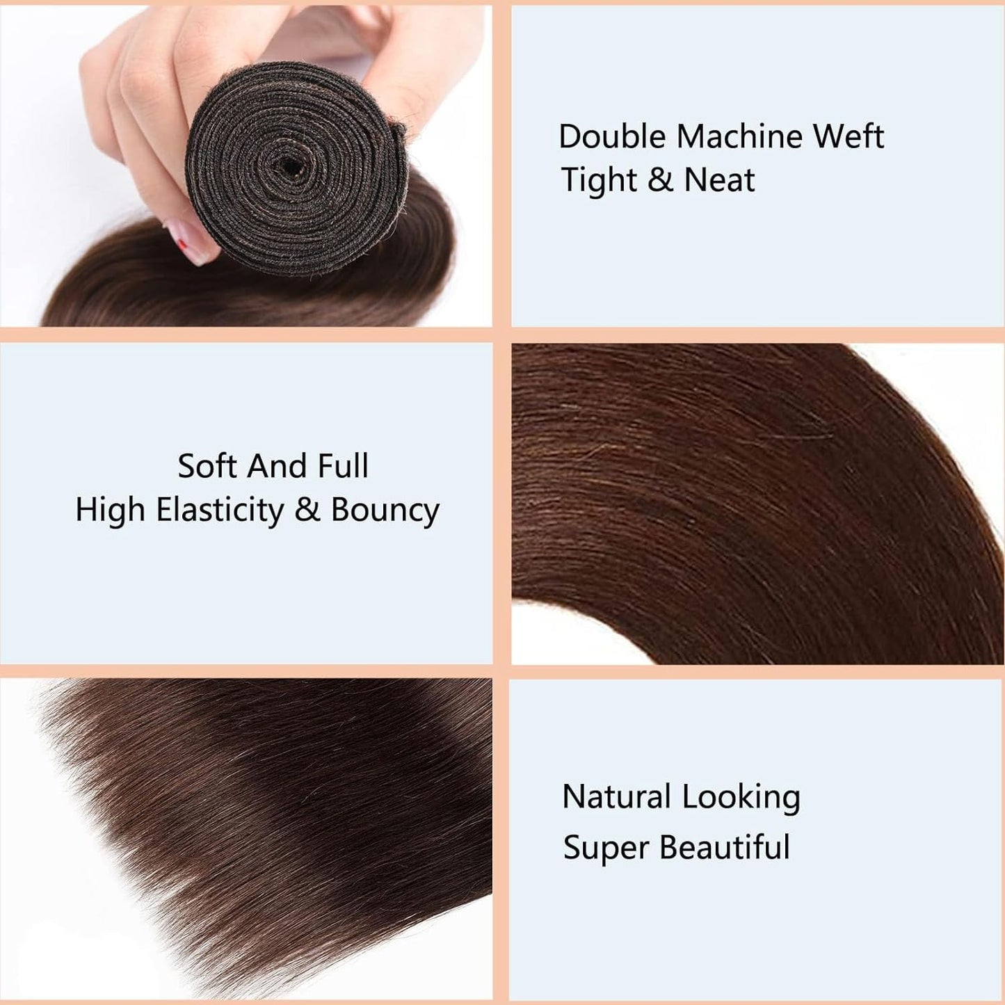 Human Hair Bundles - 18" 20" 22" Straight Brazilian Hair | Chocolate Brown Unprocessed Weave for Black Women