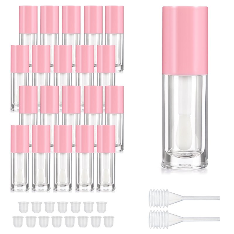 DIVINA VITAE 15Pcs Empty Lip Gloss Tubes -6ML Pink Clear Lipgloss Tubes with Chunky Wand - Refillable Lip Gloss Containers Bottles for DIY Lipgloss Makeup Cosmetic(Pink)