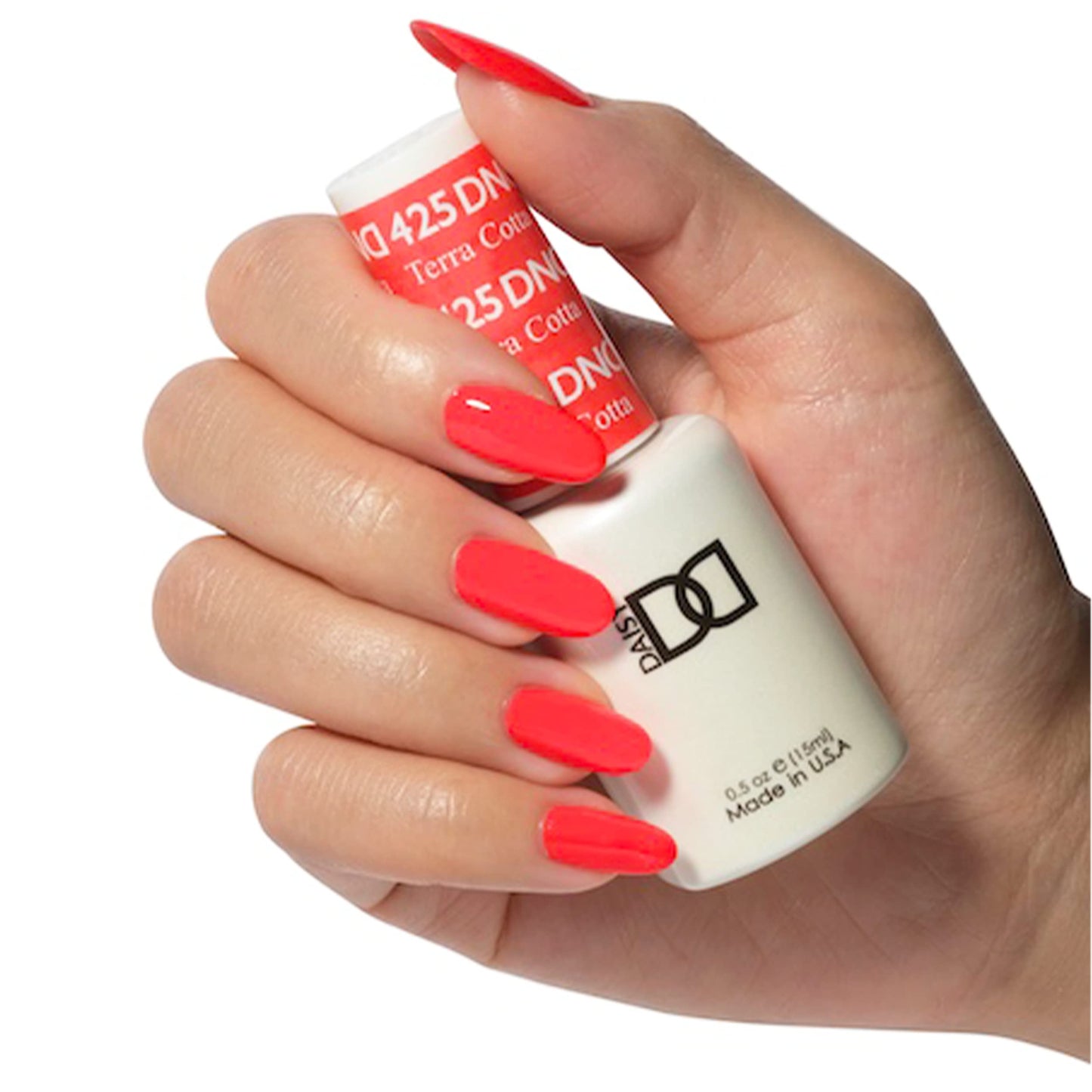DND Gel Polish Set, Orange Collection, UV/LED Gel Polish and Air Dry Nail Lacquer, Matching Chip-Free Polish Duo, 425 Terra Cotta, 0.5 Fl Oz
