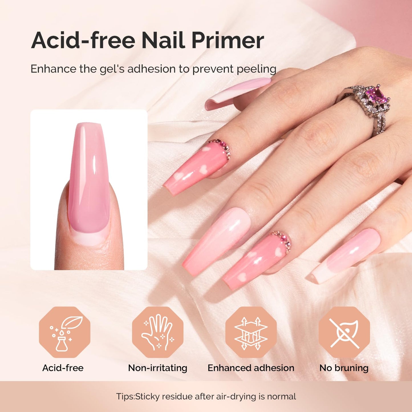 MelodySusie Dehydrator and Primer Acid-Free HEMAFree Nail Prep Set for Acrylic,Gel,DIY Nails,Fast Dry,Superior Bonding,No Lift Formula,Ideal Manicure Gift Set 2Pcs 15ML/0.5oz