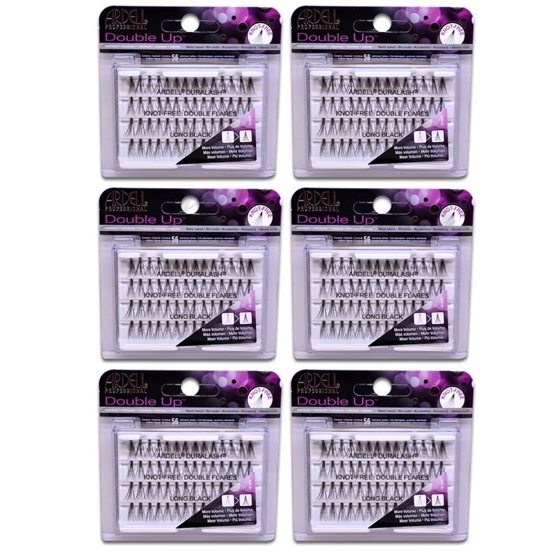 ARDELL Professional Double Individuals - Knot-Free Double Flares, Long Black | 6 Pack