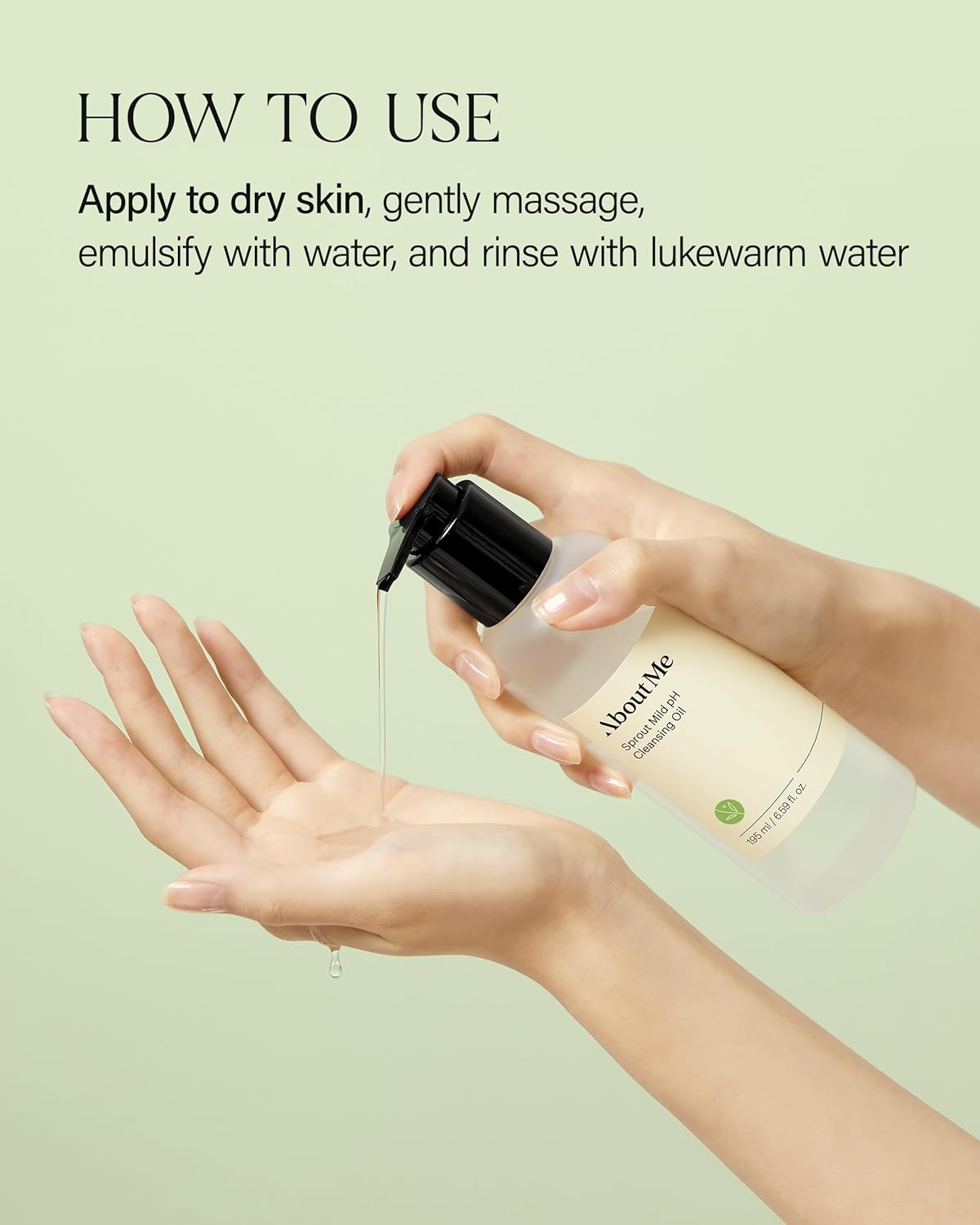 About Me Sprout Mild pH Cleansing Oil | Korean Oil Cleanser for Sensitive Skin - Daily PHA Exfoliation with Wheat & Broccoli Sprout - 6.59oz, 195ml