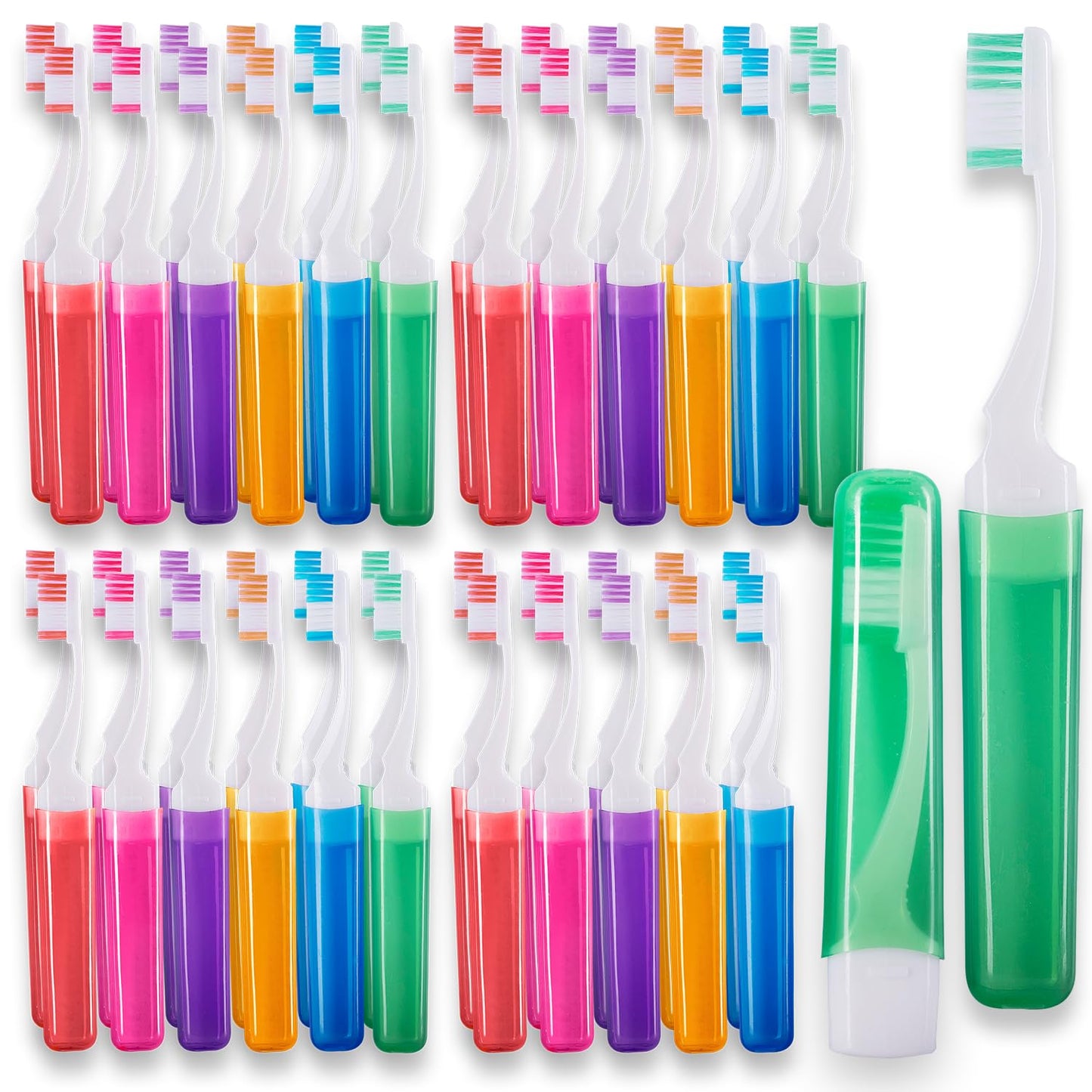 Firm Mini Travel Toothbrush with Cover, Camping Size, Adult Kit (50 Pack Medium)