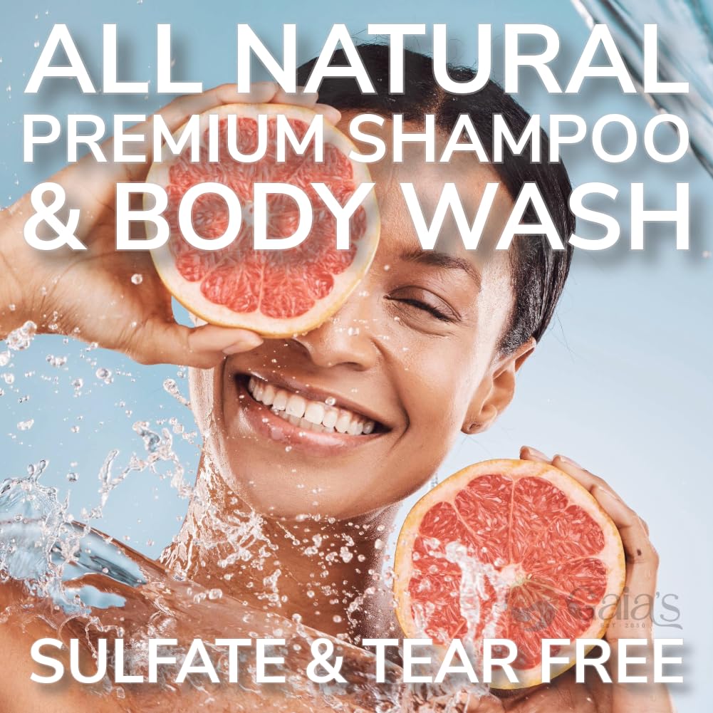 GAIA's Natural Body Wash & Shampoo - Grapefruit | 64 Fl Oz, Sulfate-Free, Organic Ingredients, pH Balanced