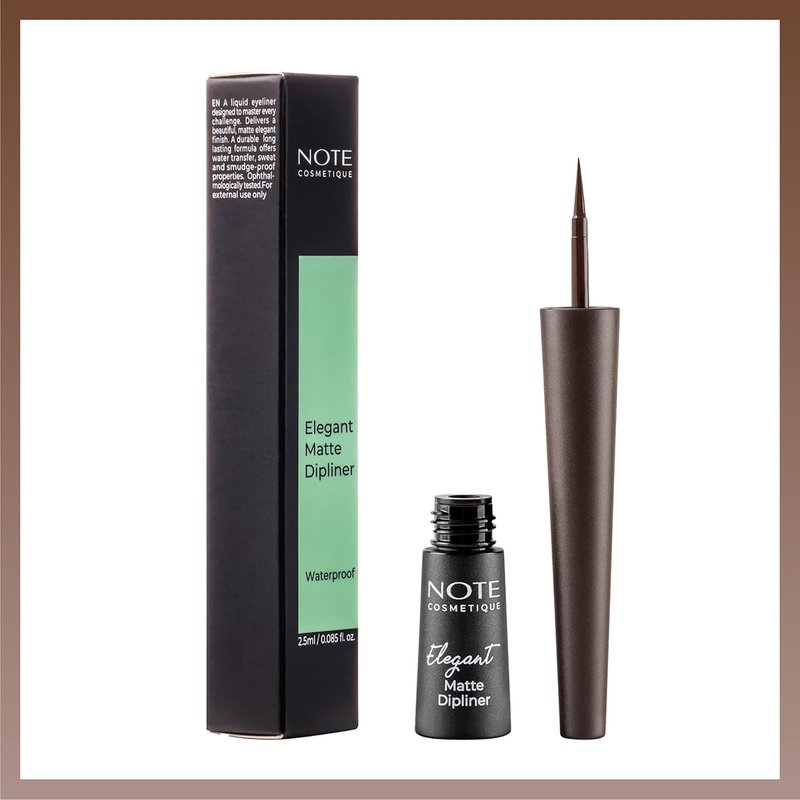 Elegant Matte Dipliner | Smudgeproof Waterproof Liquid Eyeliner - 02 Coffee Brown - 0.085 oz