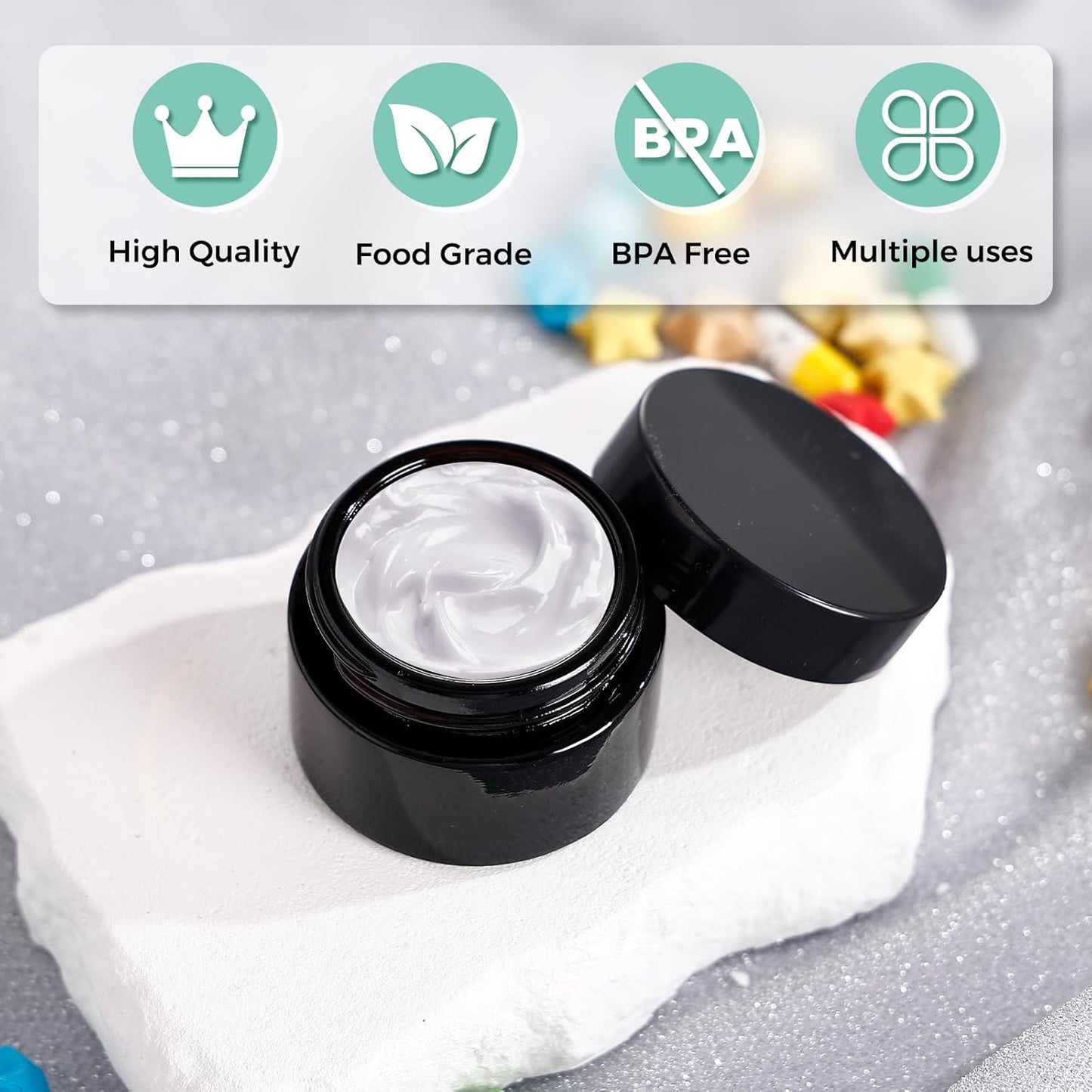 Amber Glass Jars - 1 Oz Refillable Airtight Containers for DIY | 36 Pack for Creams, Lotions, Candles, and More