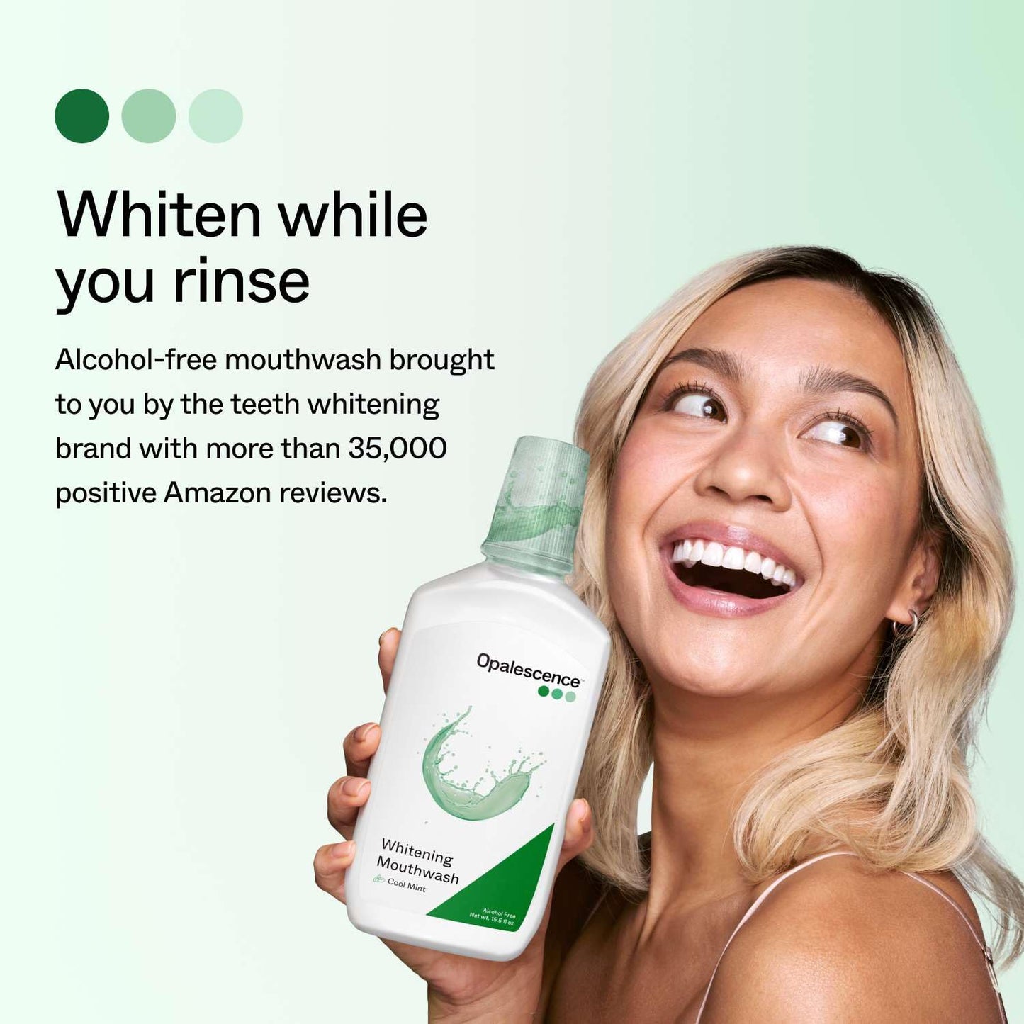 Opalescence Whitening Mouthwash – Teeth Whitening and Fresh Breath Mouthwash for Adults – Hydrogen Peroxide Formula, Alcohol-Free, Cool Mint Flavor (3 Bottles) 15.5 Fl Oz – Made by Ultradent 5447-3T