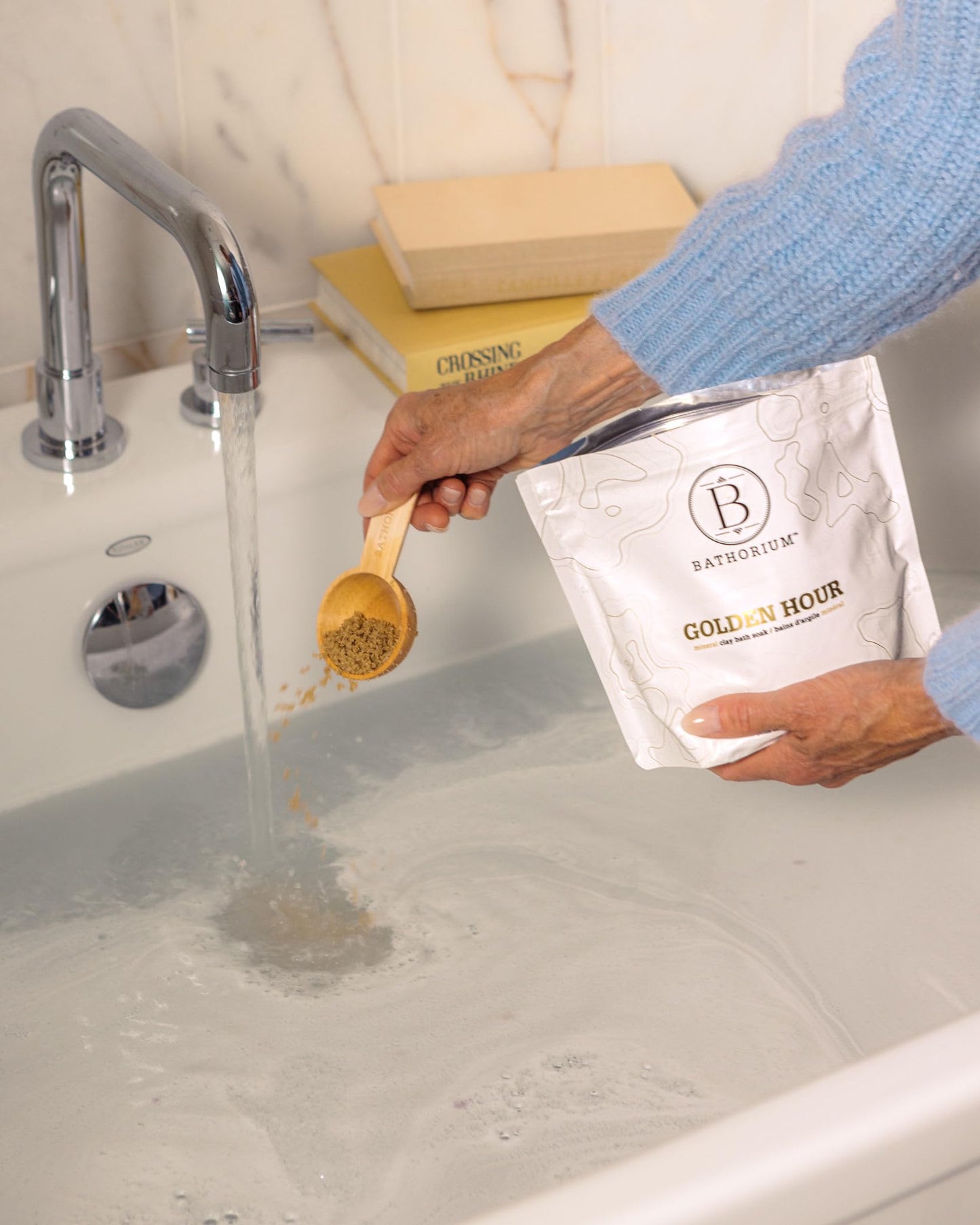 Bathorium Golden Hour Mud Mineral Soak, Detox Bath Soak with French Grey Sea Salt, Ginger & Mandarin, Sinus Relief & Recovery, pH-Balanced for Women, Approximately 3 Baths, 32 oz