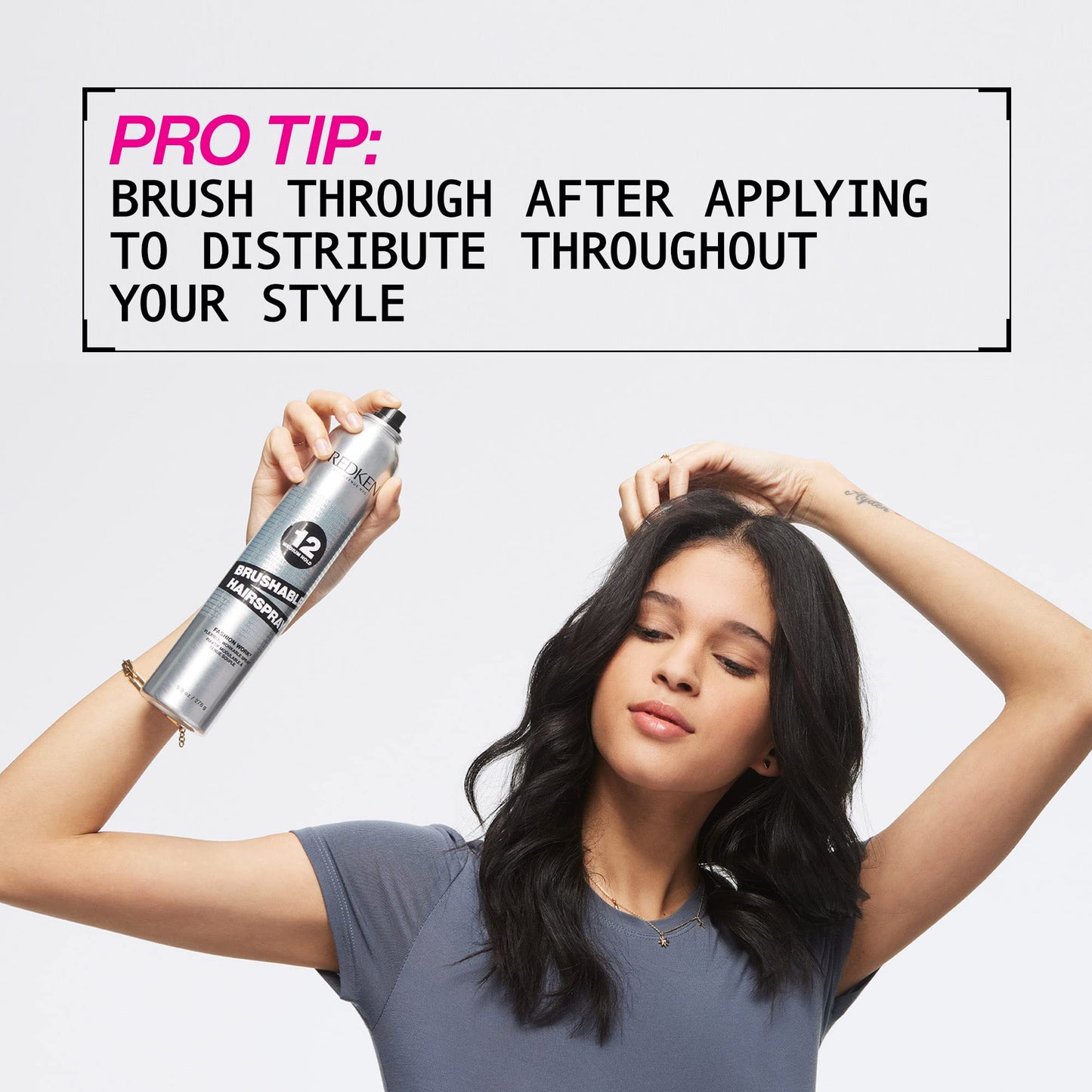 Redken Brushable Hairspray 12 | Flexible Medium Hold with Natural Finish | Protects Against Frizz & Humidity | For All Hair Types | 1.9 Oz