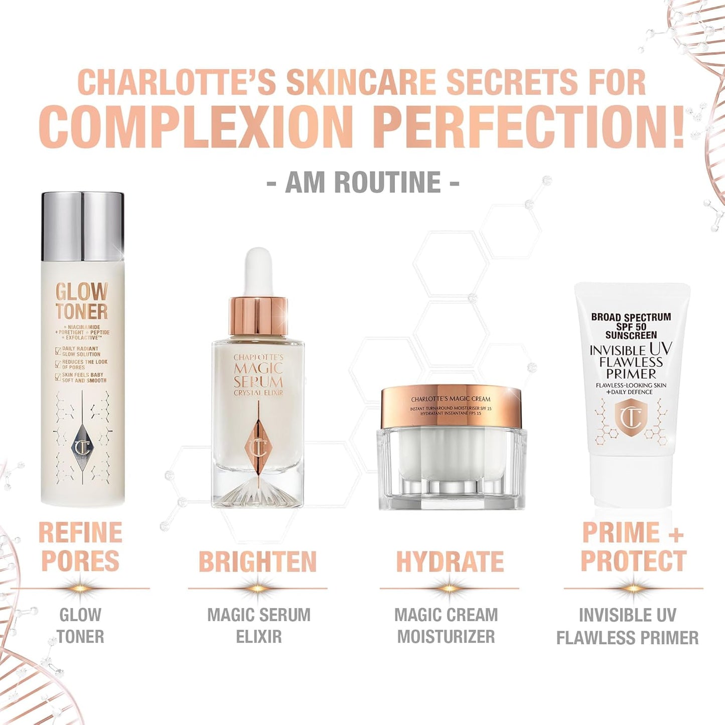 Charlotte Tilbury Glow Face Toner - Exfoliating Toner for Oily Skin | Reduces Pores & Hydrates with Rose & Lemon Scent