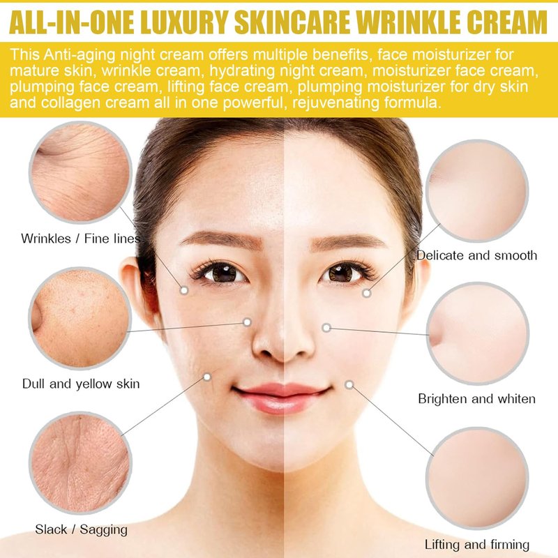 VINGT-NEUF Anti Aging Face Cream | Collagen Face Cream & Hyaluronic Acid Moisturizer, Night Cream for Women Anti Aging | Moisturizer Face Cream for Aging Skin, 100ml