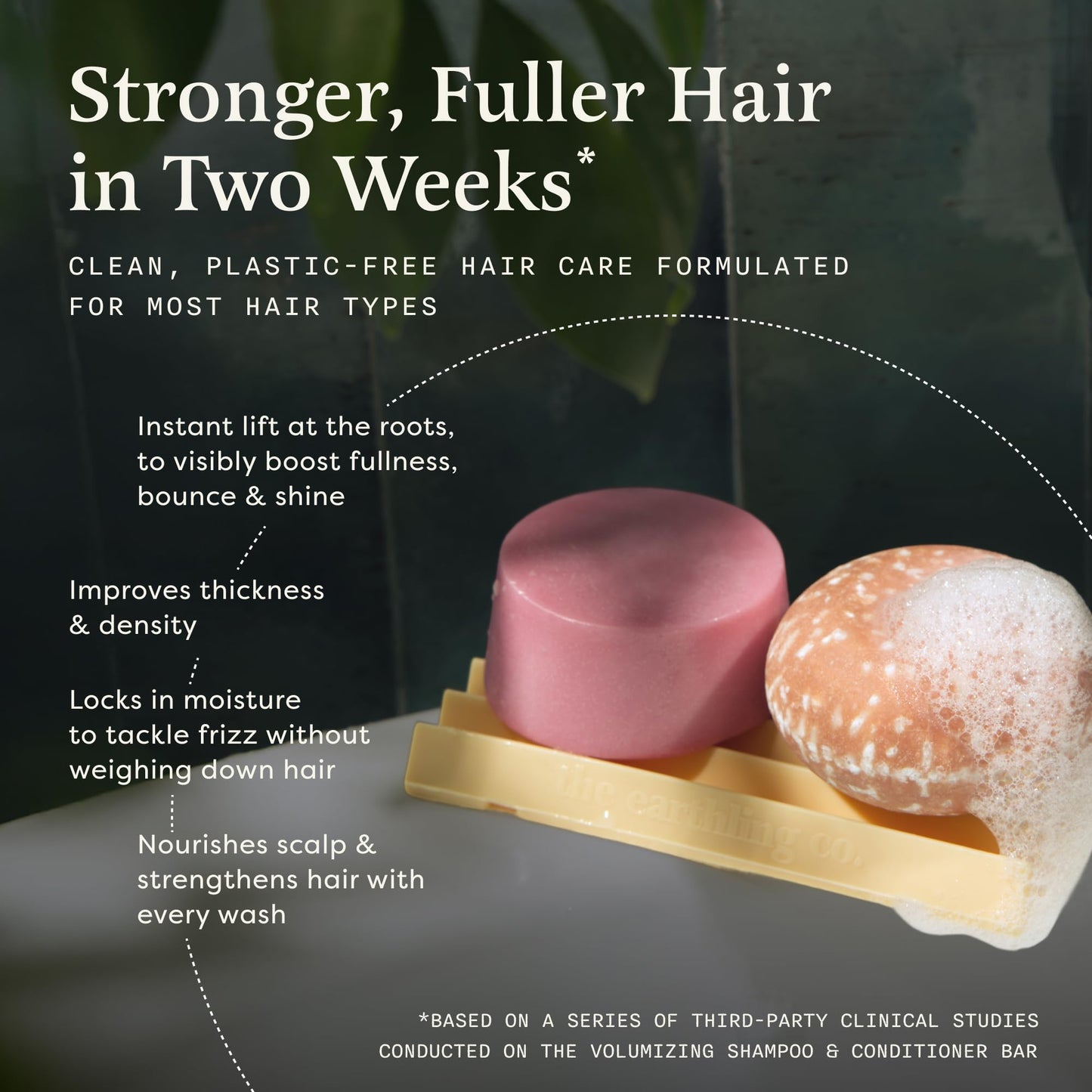 The Earthling Co Volumizing Shampoo & Conditioner Bar Set For Thickening, Fullness, Strength, and Growth - Sulfate, SIlicone, Paraben Free for Thin, Flat, Fine Hair - Made in USA (Sweet Sandalwood)