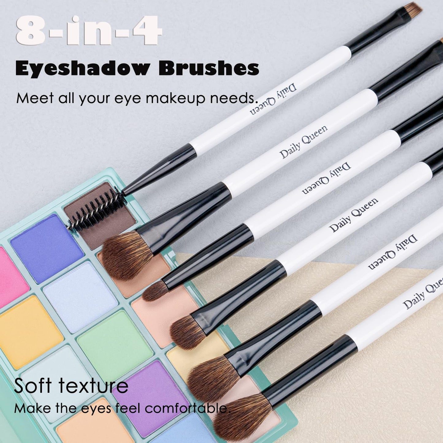 Daily Queen Portable Makeup Brush Set 8pcs Dual Kabuki Powder Concealers Eye shadows Blush Eyeliner Eyebrow Contour Eye blending Brushes (8 IN 16 brush set with waterproof bag)