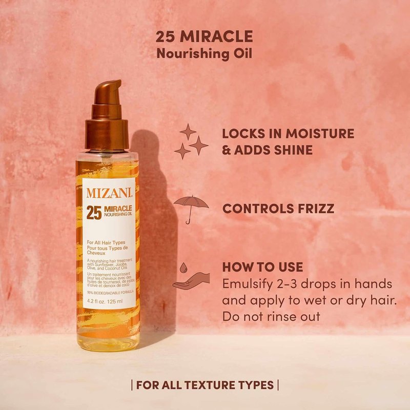 Mizani 25 Miracle Nourishing Hair Oil - Hydrating Coconut Oil for Curly Hair | Softens & Adds Shine