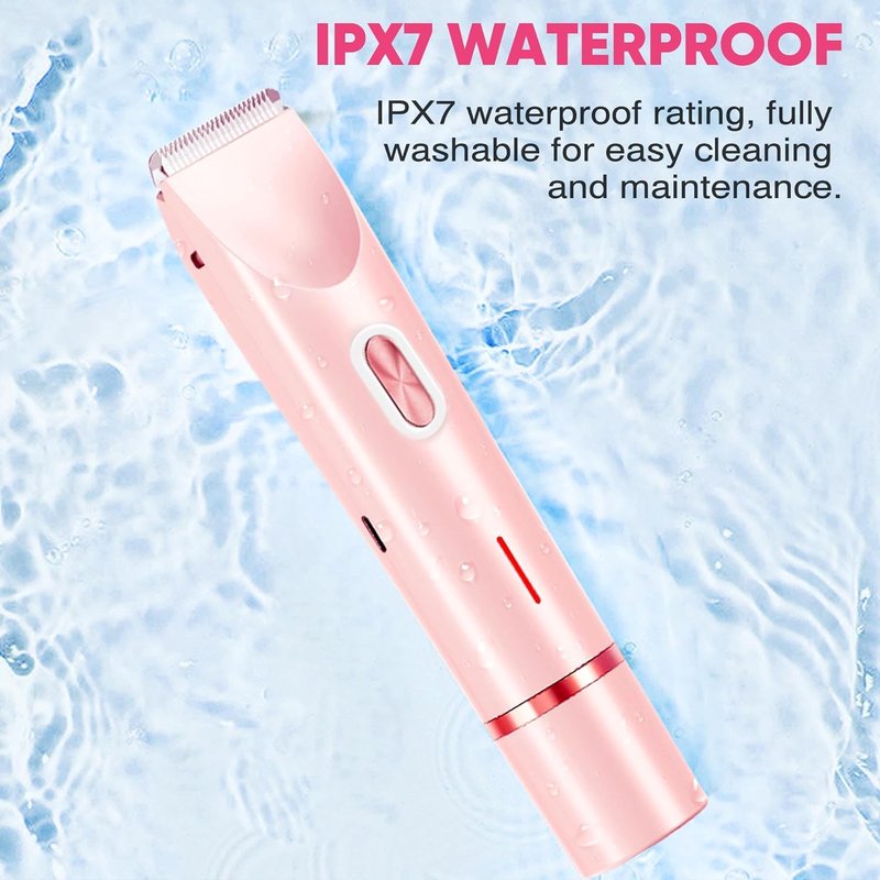 Bikini Trimmer for Women - Electric Razor & Shaver with Dual Ceramic Blades | Painless Hair Removal, Waterproof, 90min Cordless Runtime