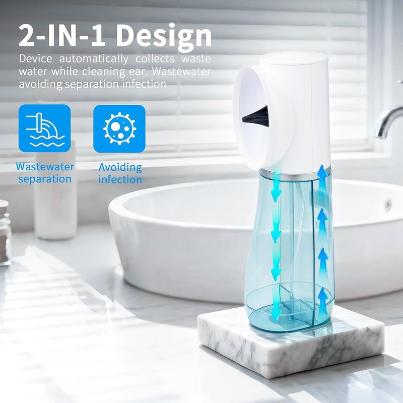 Electric Ear Wax Removal System - Water Powered Ear Cleaner Tool with 4 Pressure Settings | USB Rechargeable, IPX7, Blue
